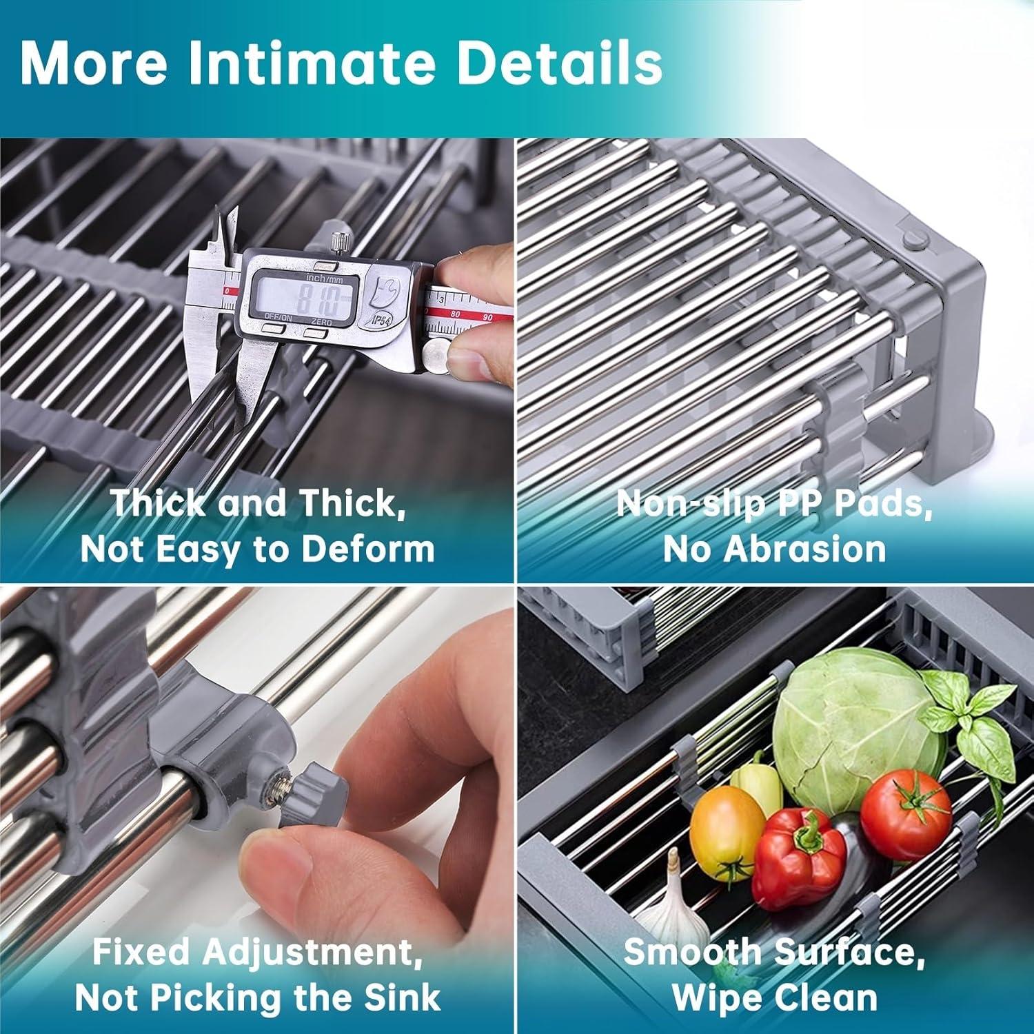 Escurridor de Platos TUTEW Acero Inoxidable Ajustable 31.75-45.72 cm