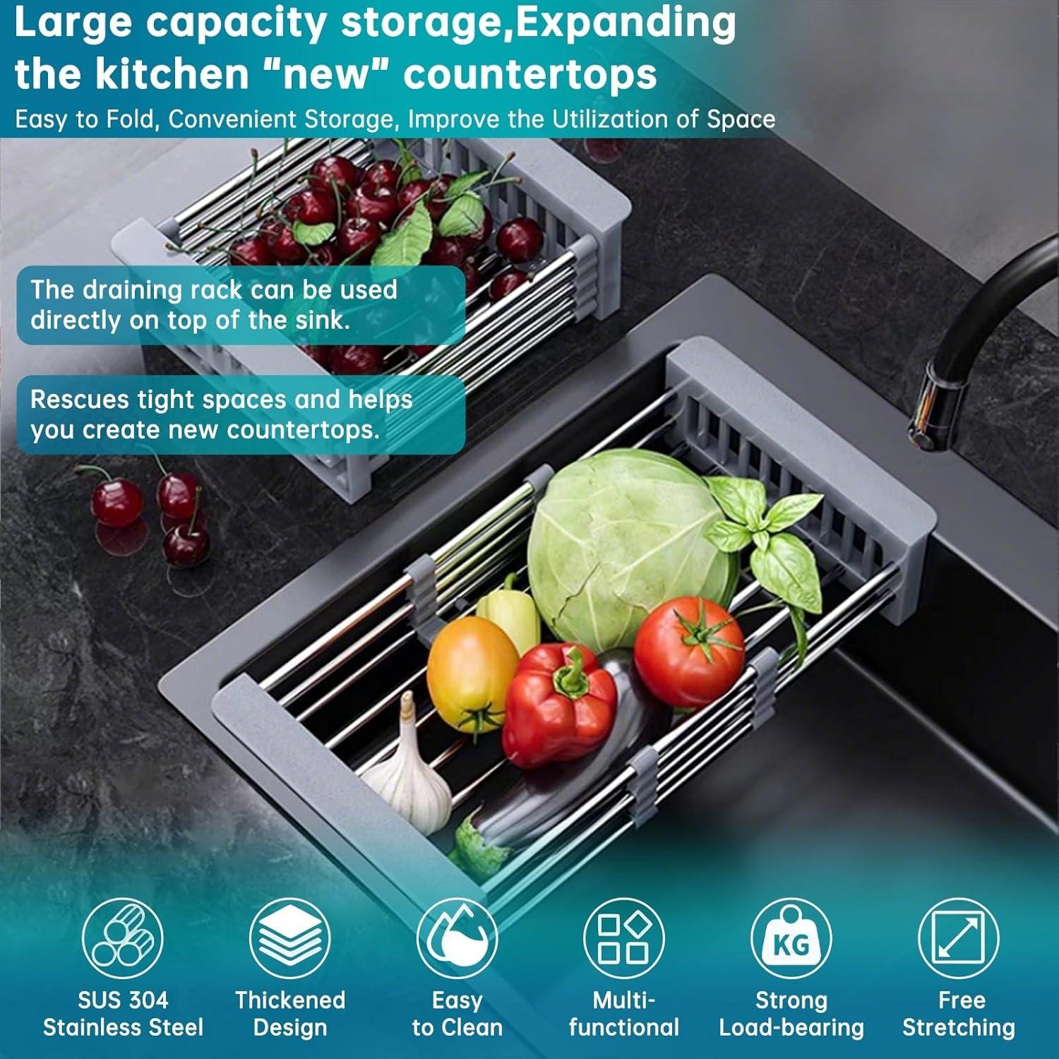 Escurridor de Platos TUTEW Acero Inoxidable Ajustable 31.75-45.72 cm