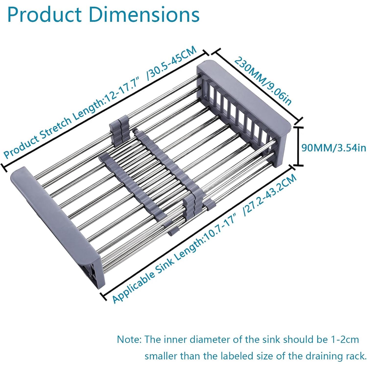 Escurridor de Platos TUTEW Acero Inoxidable Ajustable 31.75-45.72 cm