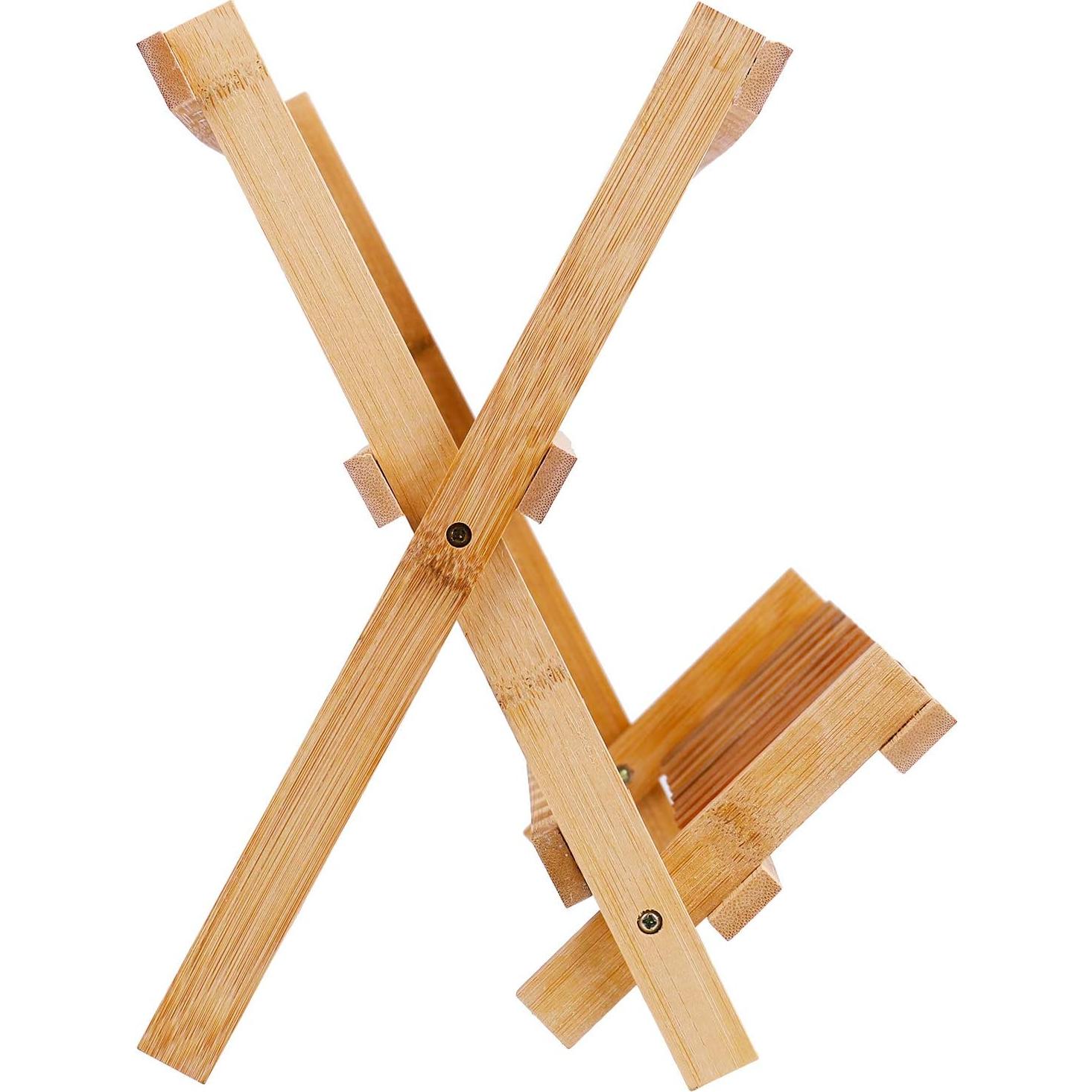 Estante de Secado de Platos Plegable Lawei de Bambú 2 Niveles