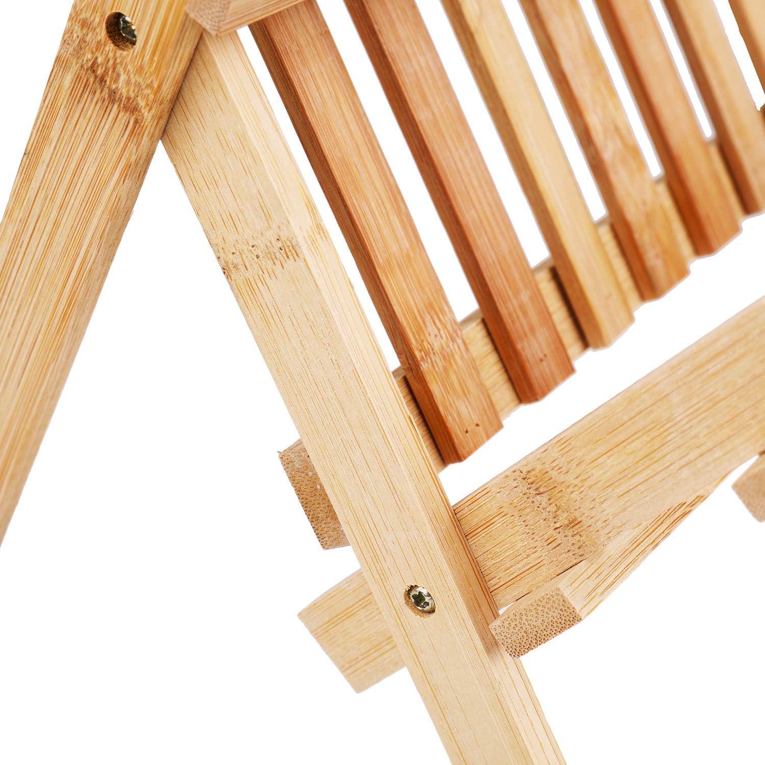 Estante de Secado de Platos Plegable Lawei de Bambú 2 Niveles