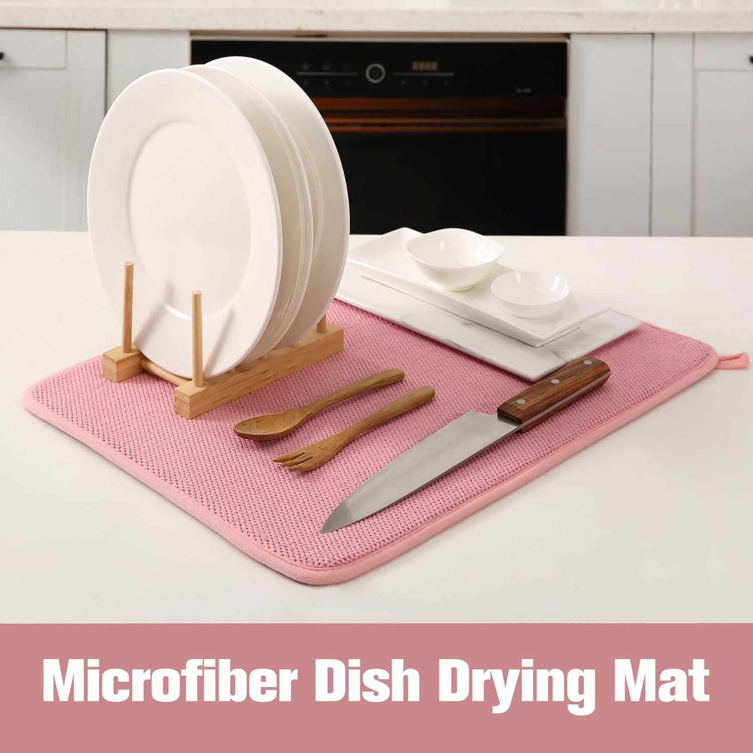 Paquete de 2 Tapetes de Secado de Platos VESHE 50.8x38.1cm Rosa