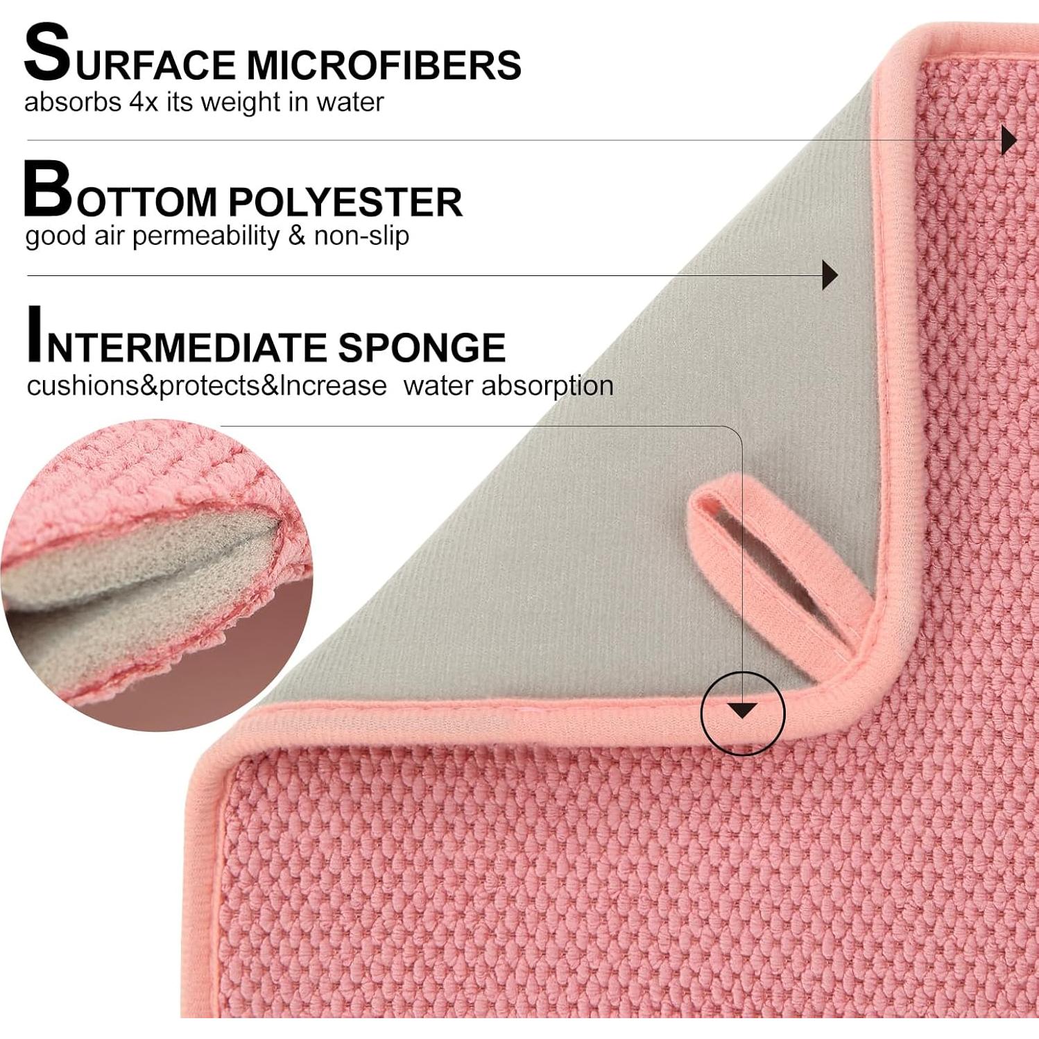 Paquete de 2 Tapetes de Secado de Platos VESHE 50.8x38.1cm Rosa