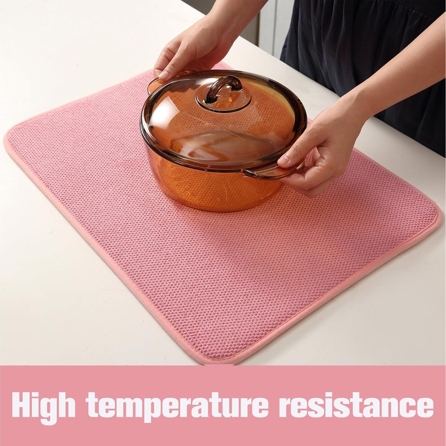 Paquete de 2 Tapetes de Secado de Platos VESHE 50.8x38.1cm Rosa