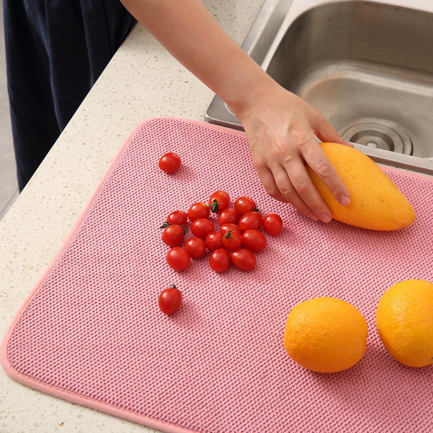 Paquete de 2 Tapetes de Secado de Platos VESHE 50.8x38.1cm Rosa