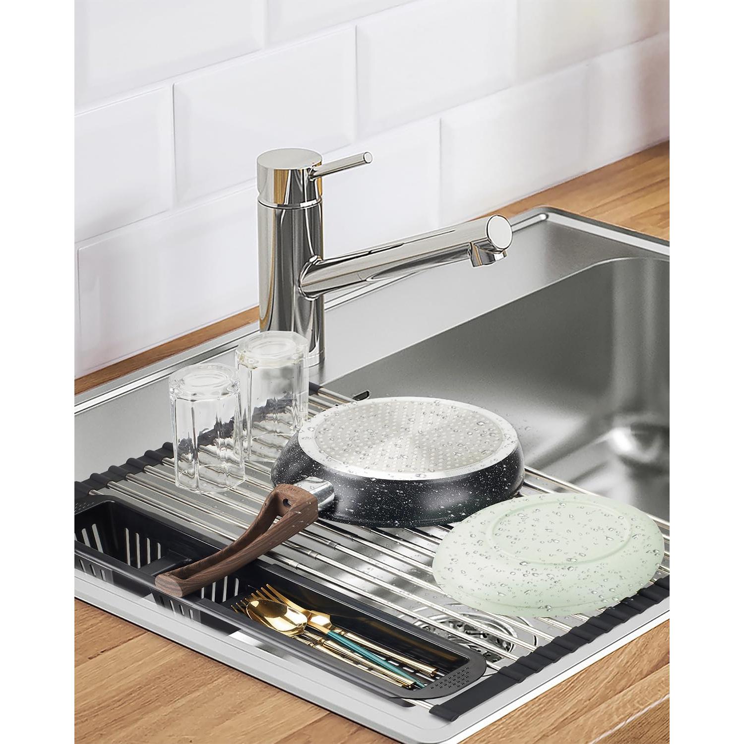 Escurridor de Platos Expandible CLNGAI Negro con Soporte