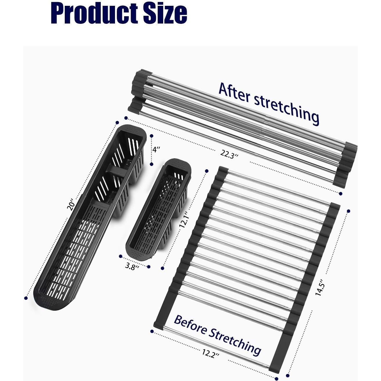 Escurridor de Platos Expandible CLNGAI Negro con Soporte