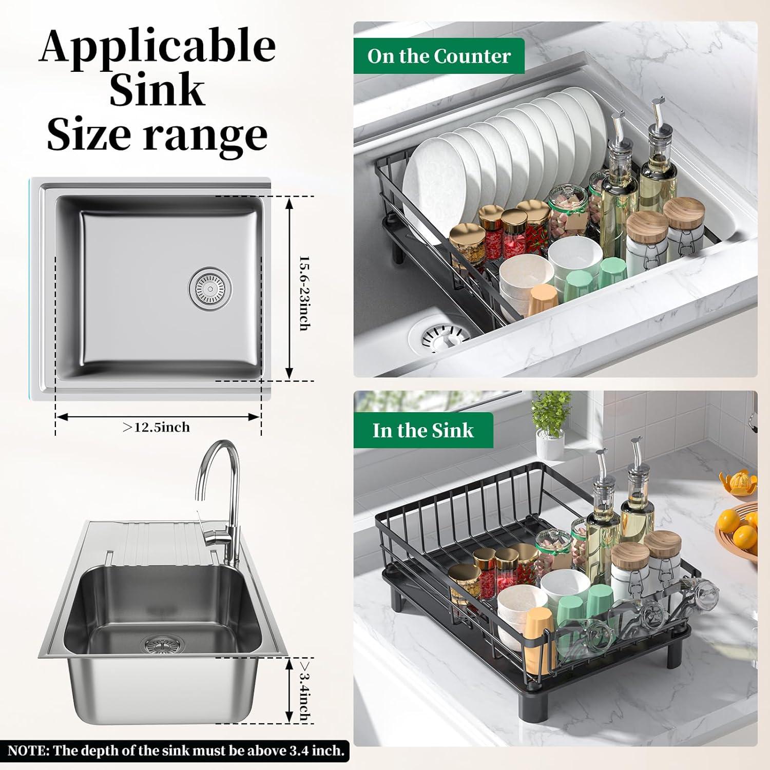 Escurridor de Platos FRASTWD Acero Inoxidable Negro 39x28x14 cm