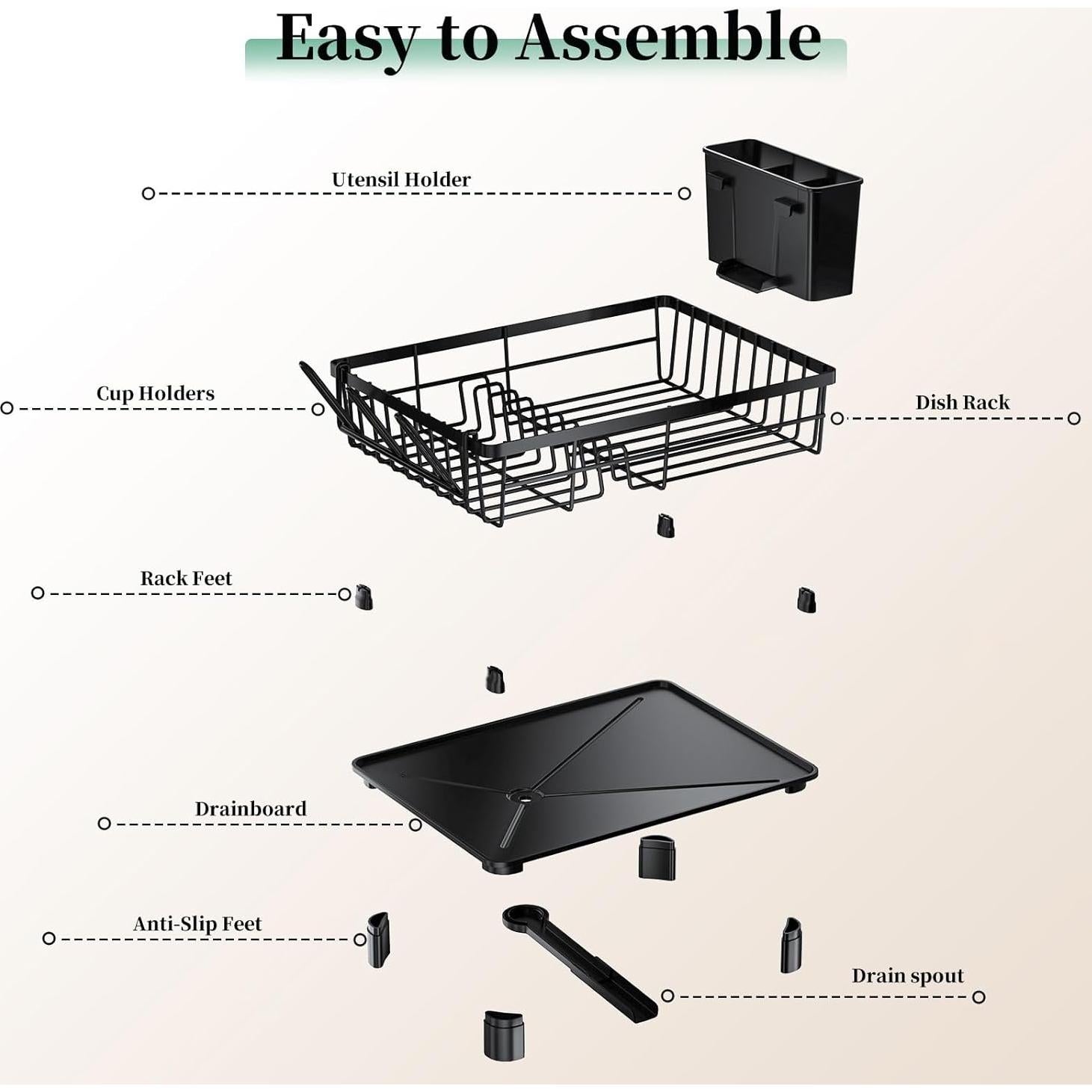 Escurridor de Platos FRASTWD Acero Inoxidable Negro 39x28x14 cm
