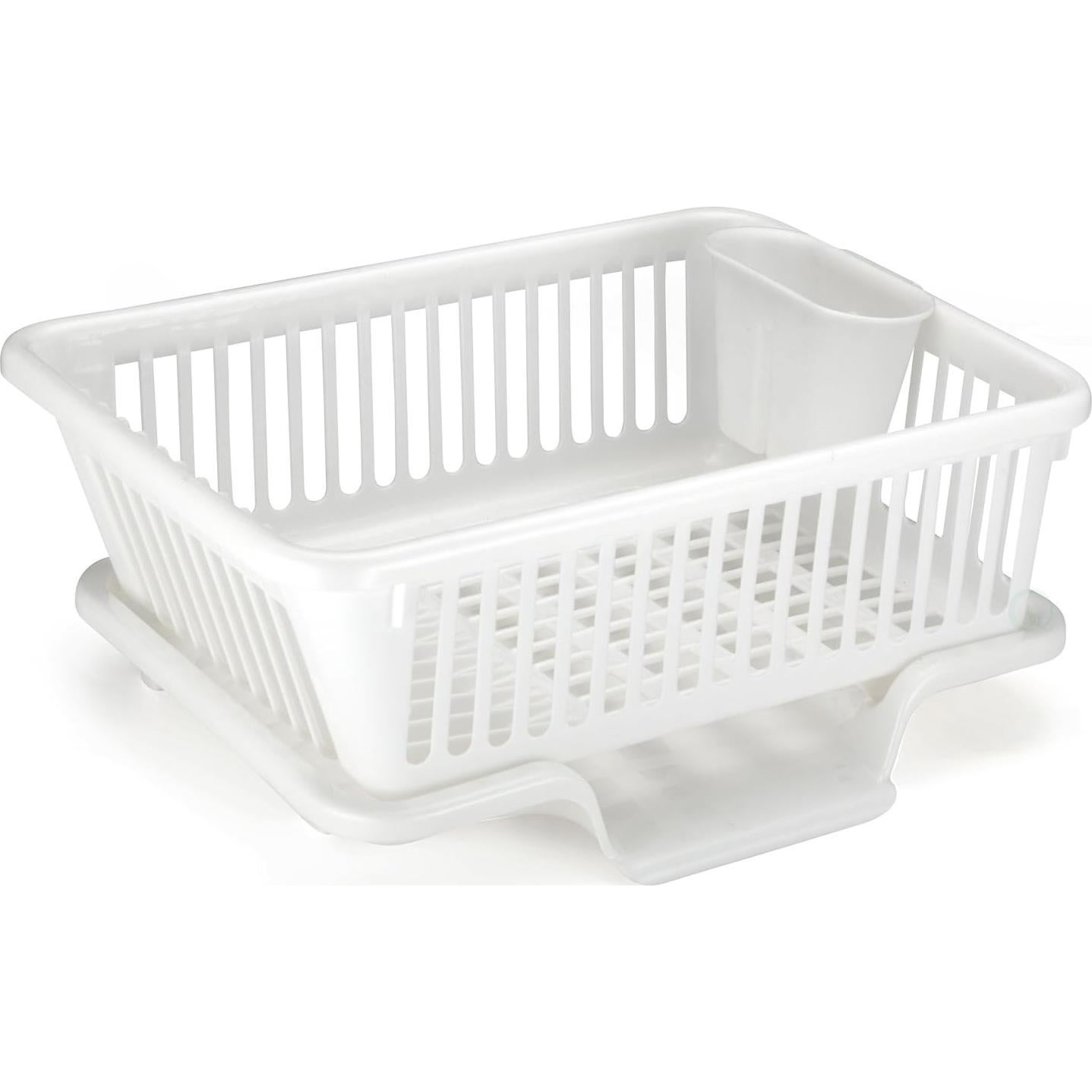 Escurridor de Platos Grande Basicwise Blanco con Bandeja Drenaje