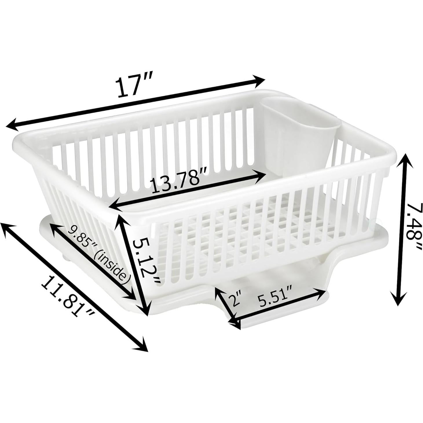Escurridor de Platos Grande Basicwise Blanco con Bandeja Drenaje