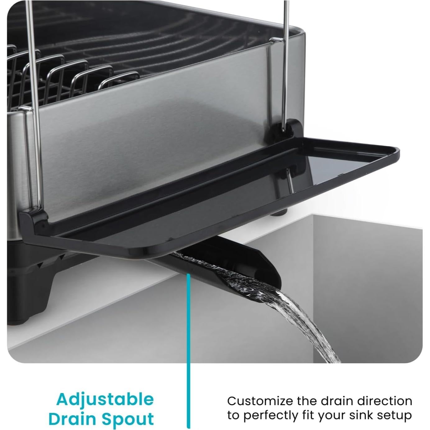 Estante de Secado de Platos Home Zone Living 2 Niveles Acero Inoxidable