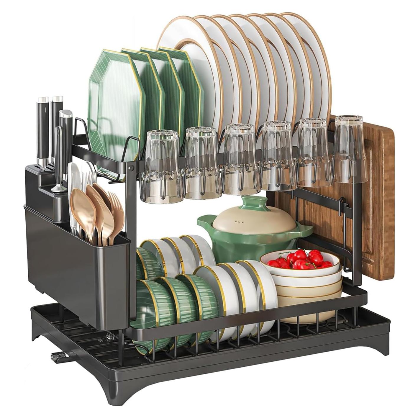 Escurridor de Platos Grande Maivotaf 2 Niveles Negro