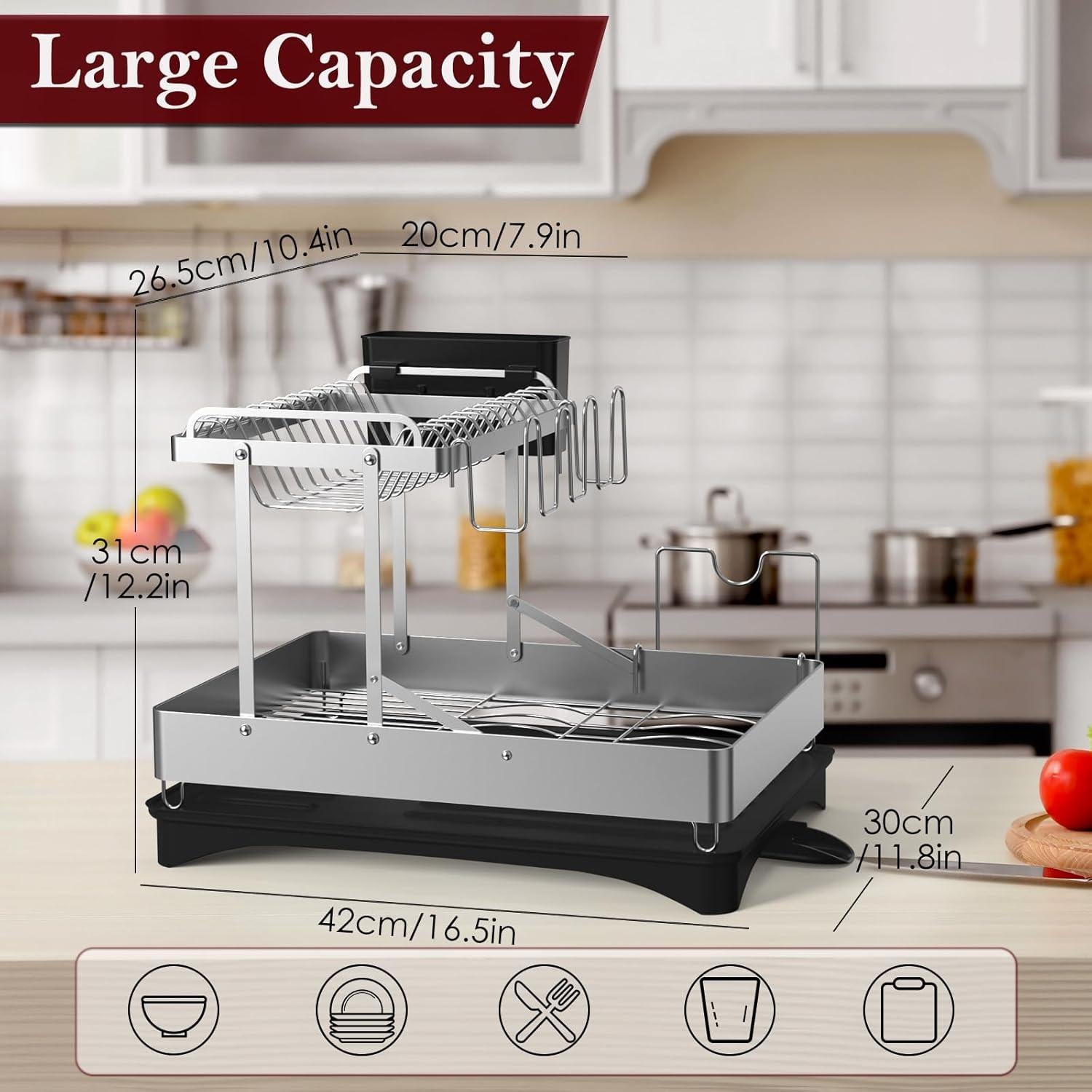 Escurridor de Platos Plegable DCCDU Acero Inoxidable 42x30cm