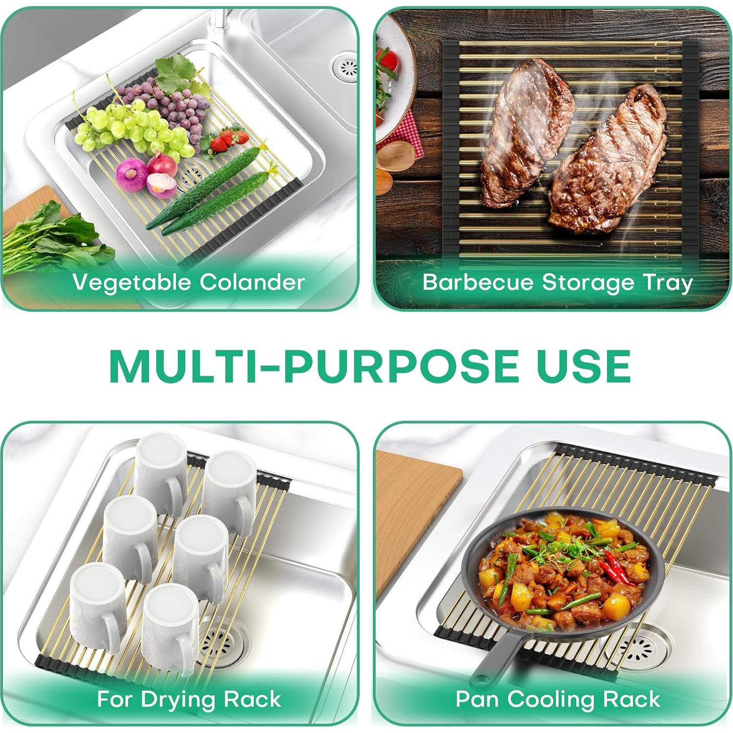 Estante de Drenaje Telescópico ARAINY Oro 32.4-54 cm Antideslizante