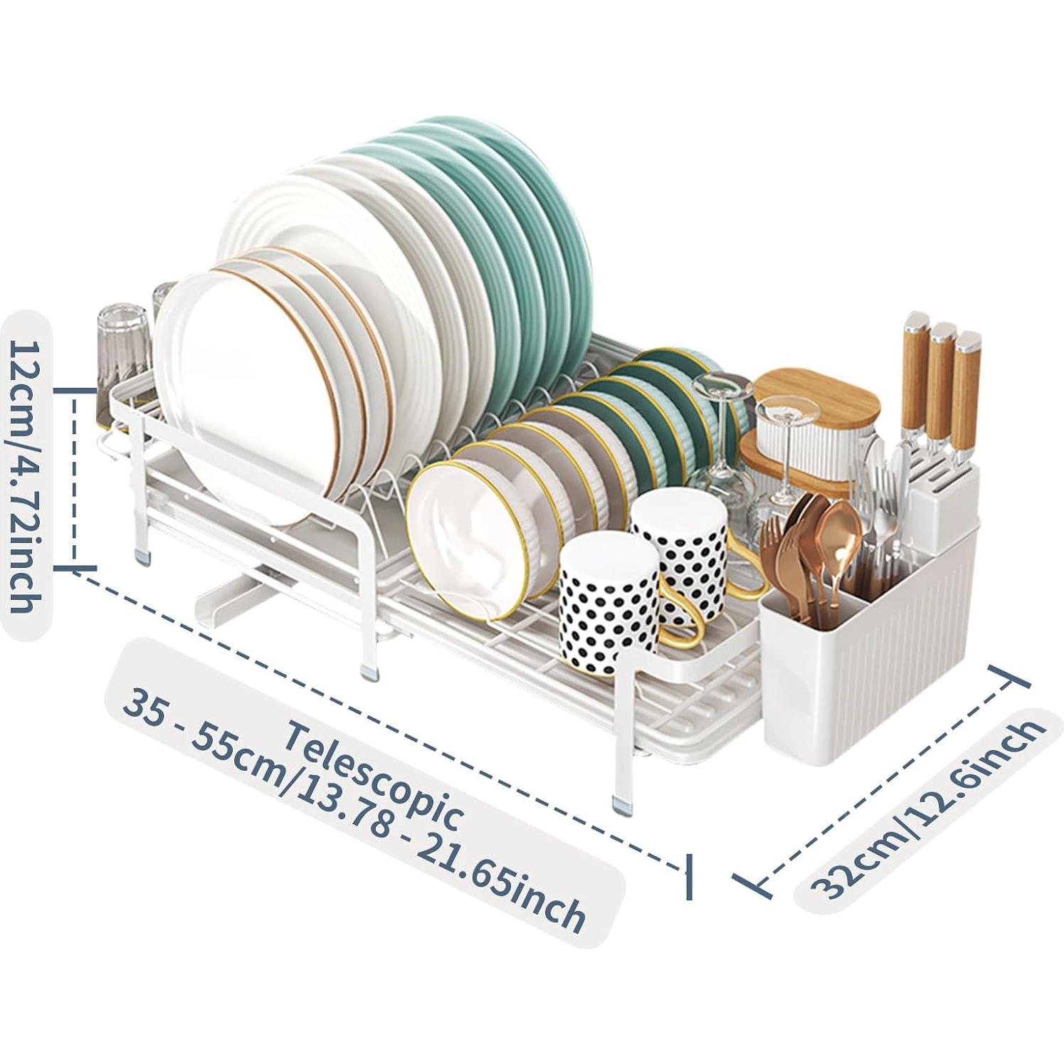 Escurridor de Platos Expandible SOVGIZF Blanco Acero Inoxidable
