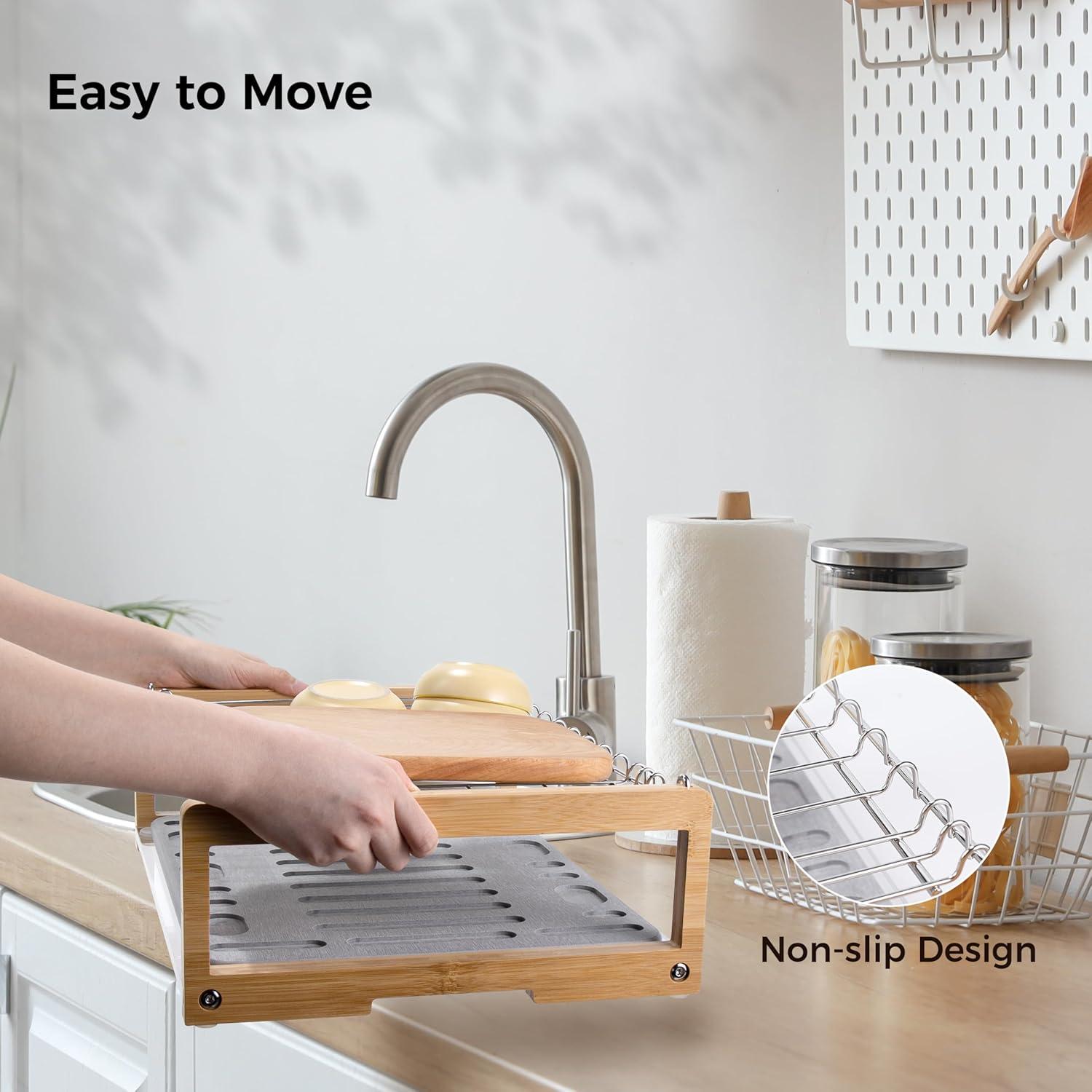 Alfombrilla de Secado de Platos Wealone con Estante Acero Inoxidable