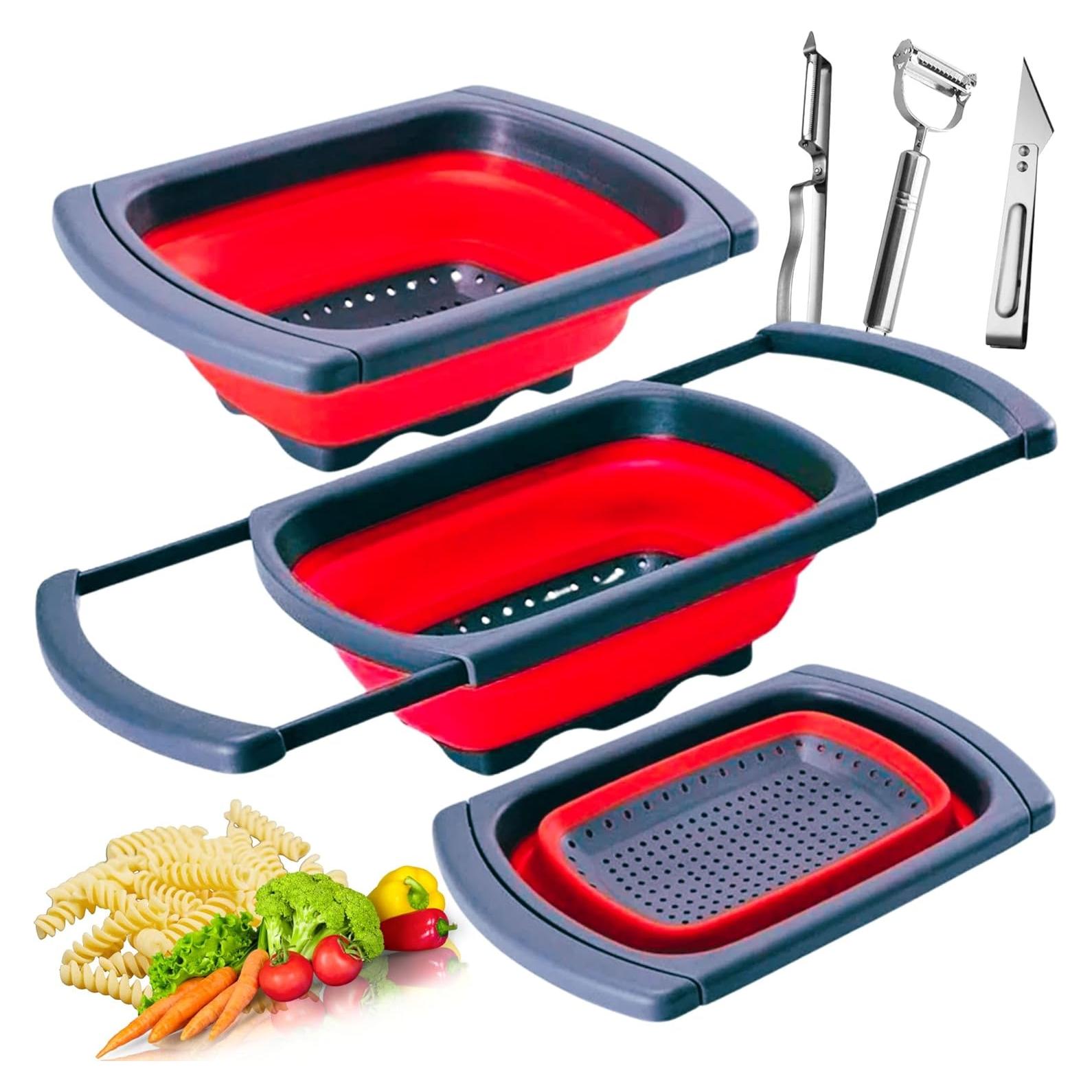 Colador Plegable de Silicona MAUCA 39x26.5cm con 3 Peladores