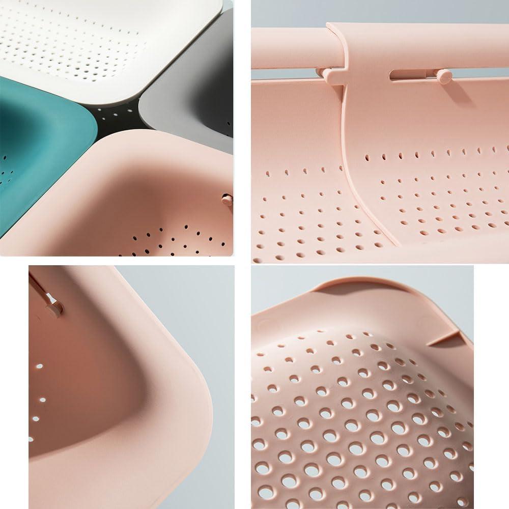 Colador de Cocina Plegable NIWWIN Ajustable Rosa 36-49 cm