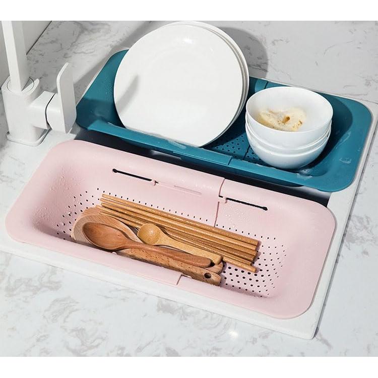 Colador de Cocina Plegable NIWWIN Ajustable Rosa 36-49 cm