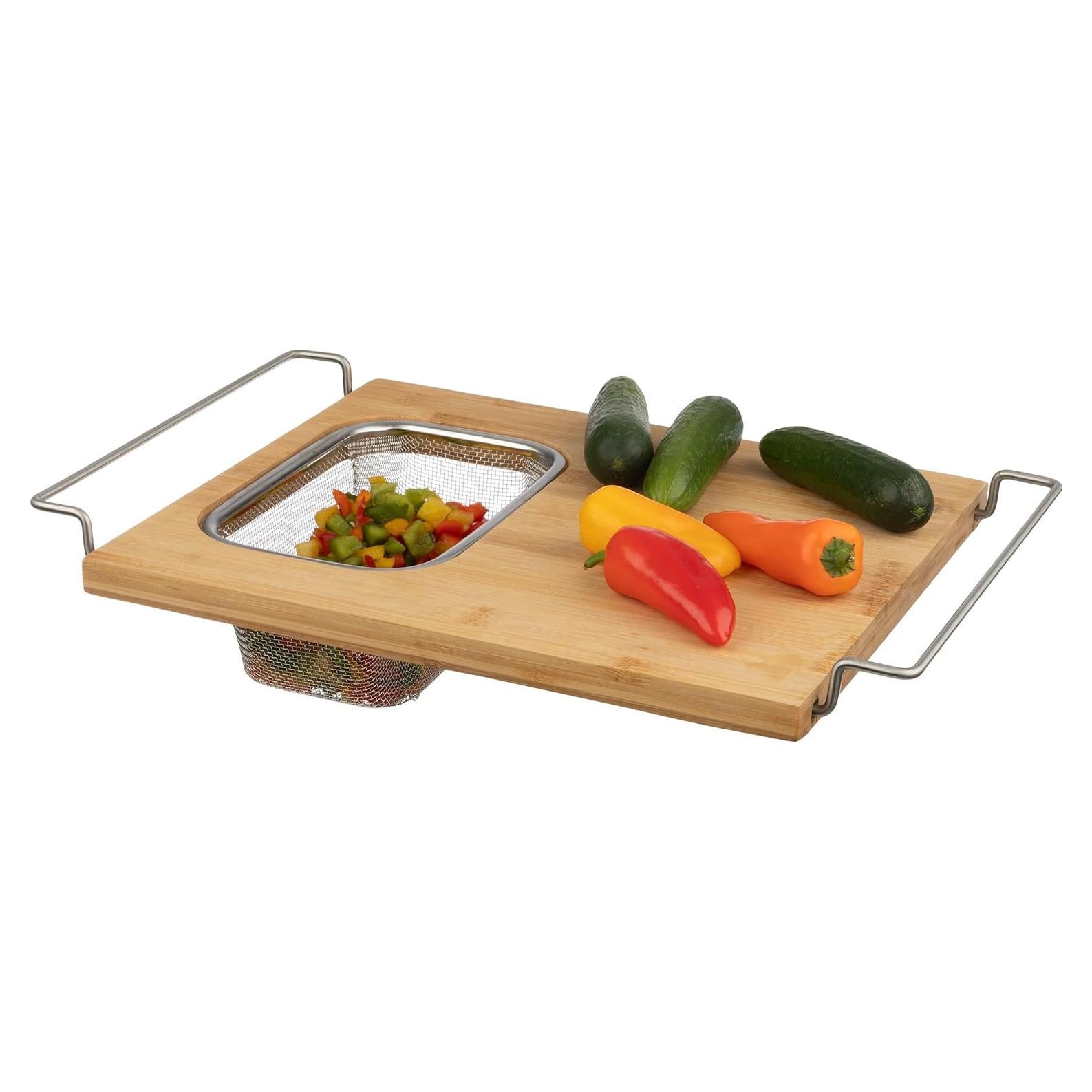 Tabla de Cortar 2 en 1 Classic Cuisine con Colador Acero Inoxidable