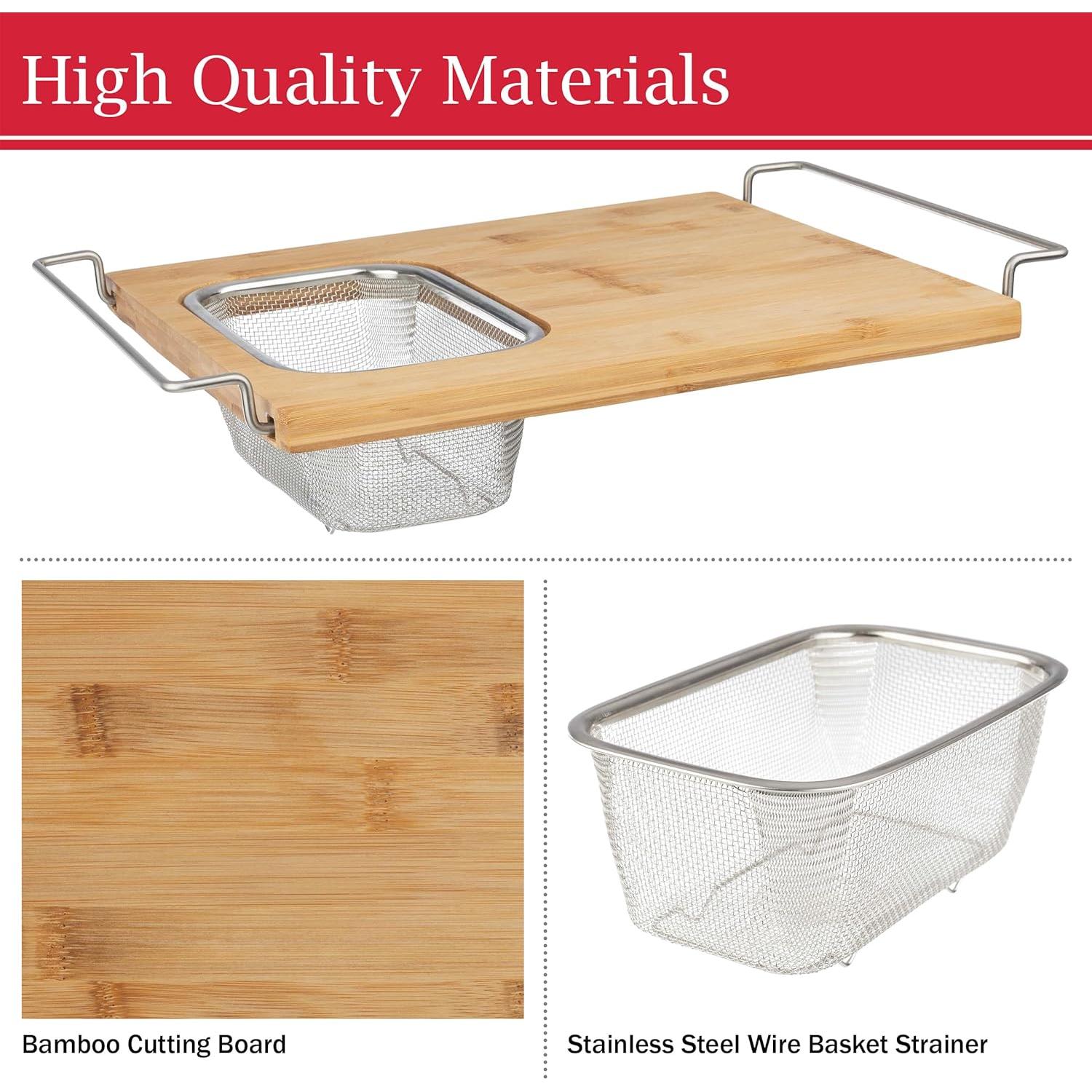 Tabla de Cortar 2 en 1 Classic Cuisine con Colador Acero Inoxidable