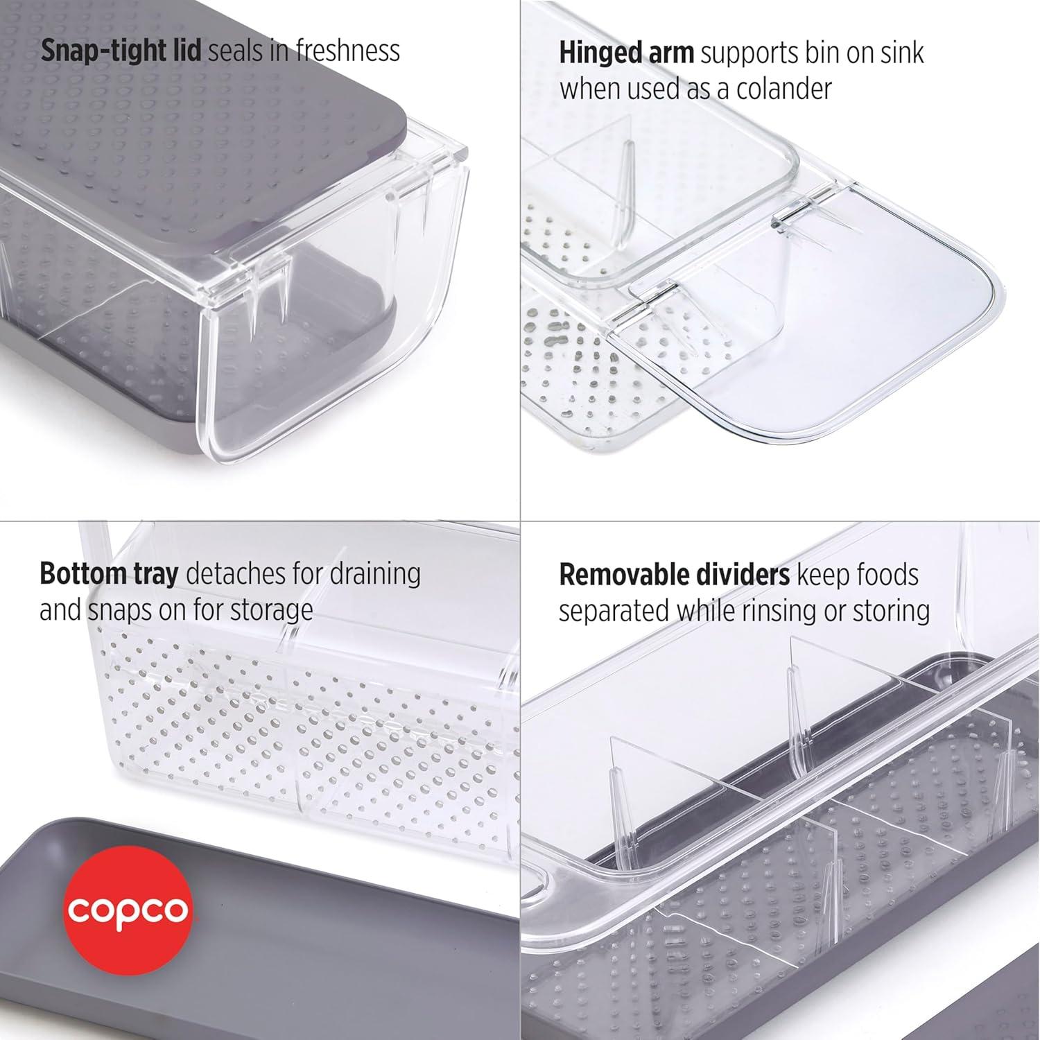 Colador sobre fregadero Copco con contenedor y tapa 41.91x14.22 cm