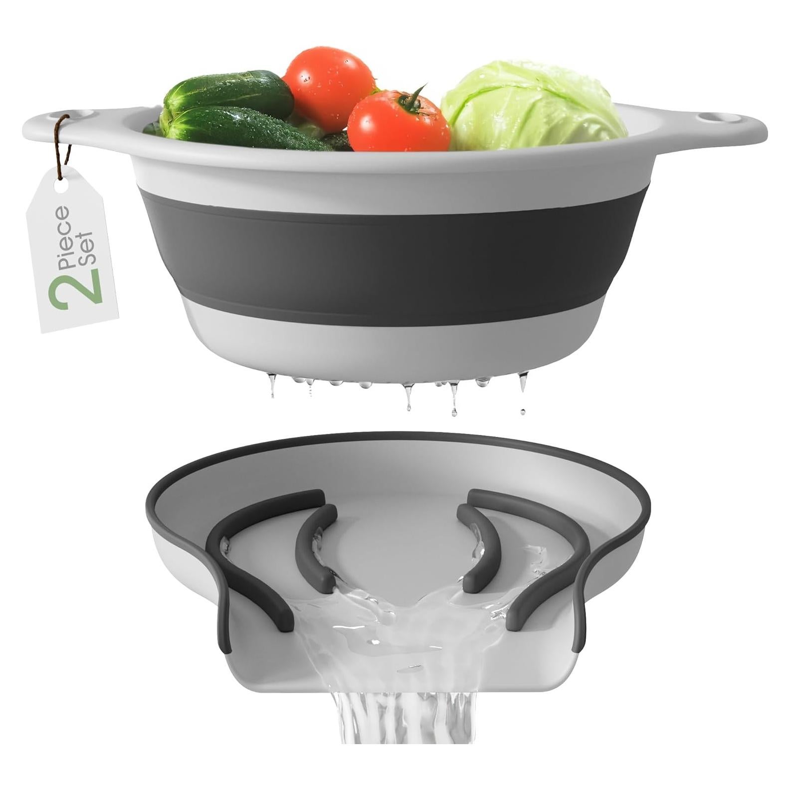 Colador Plegable Gevoli con Base Drenante 34.3x29.2 cm Blanco