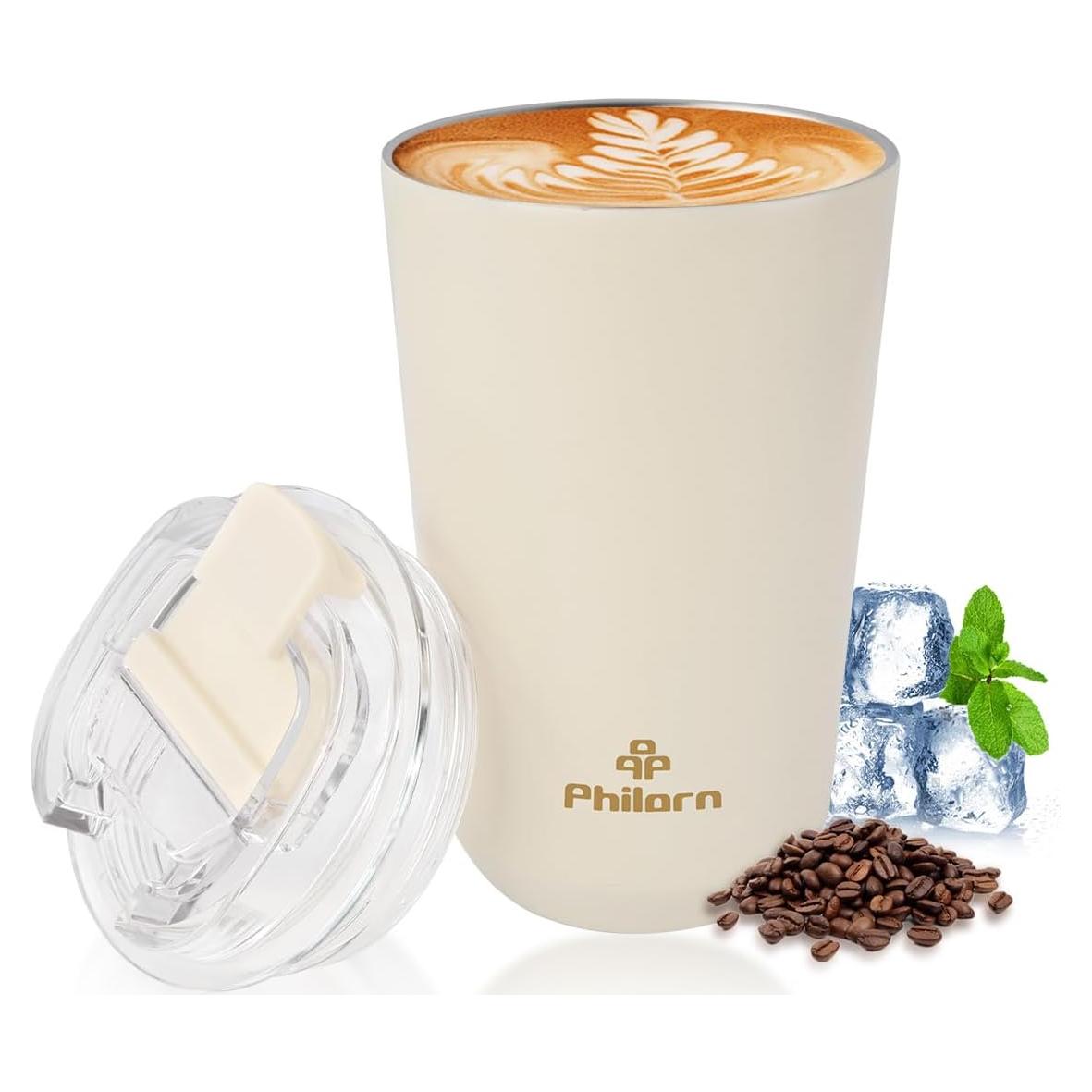 Taza de Café de Viaje PHILORN 12 OZ Aislada Doble Pared