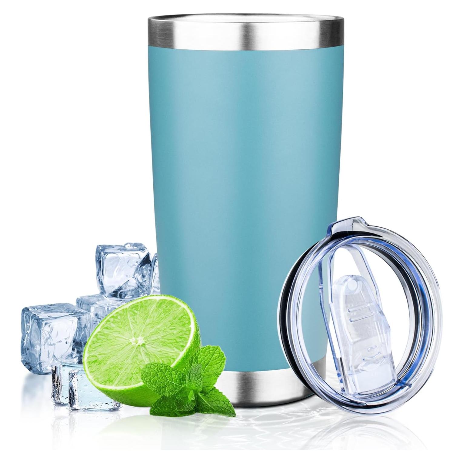 Taza de viaje FLIFQI 20oz acero inoxidable aislada azul