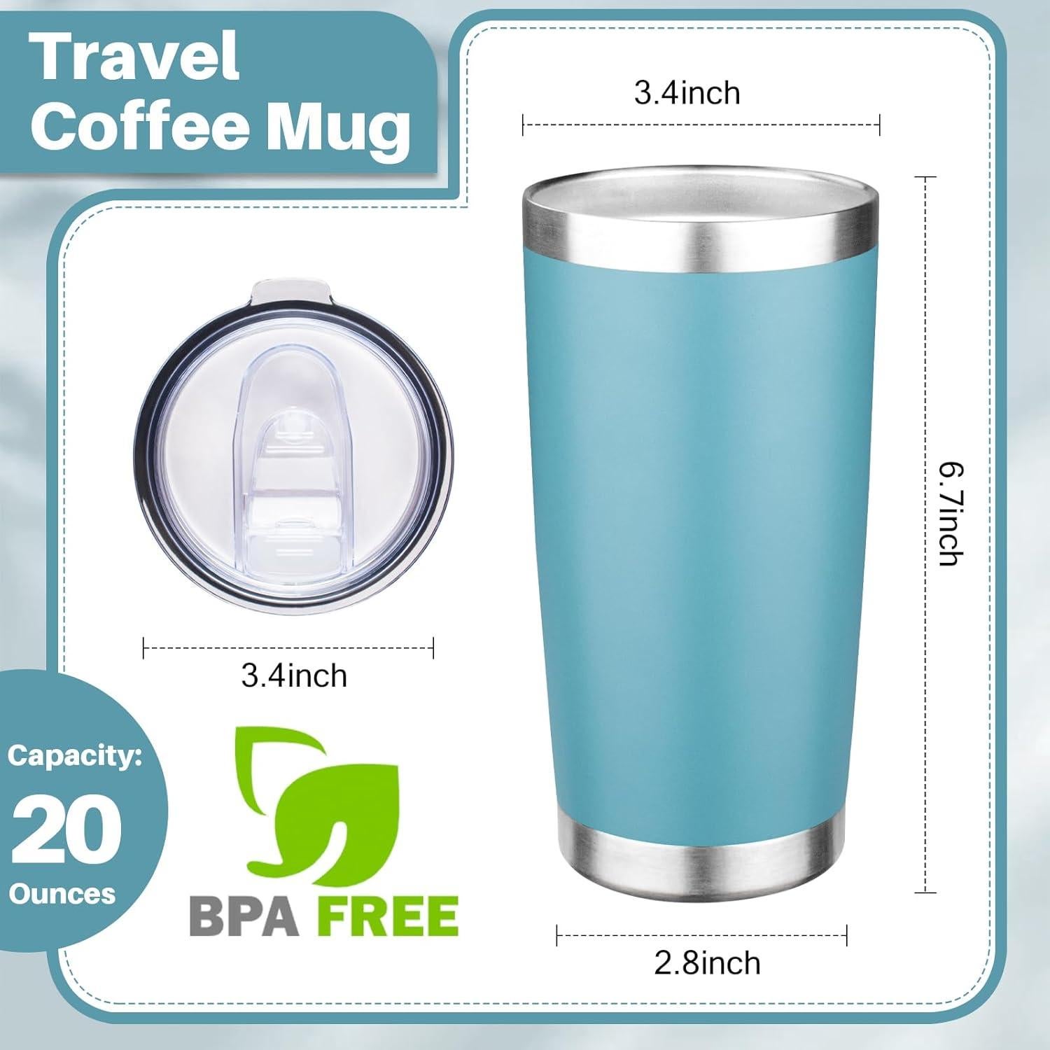 Taza de viaje FLIFQI 20oz acero inoxidable aislada azul