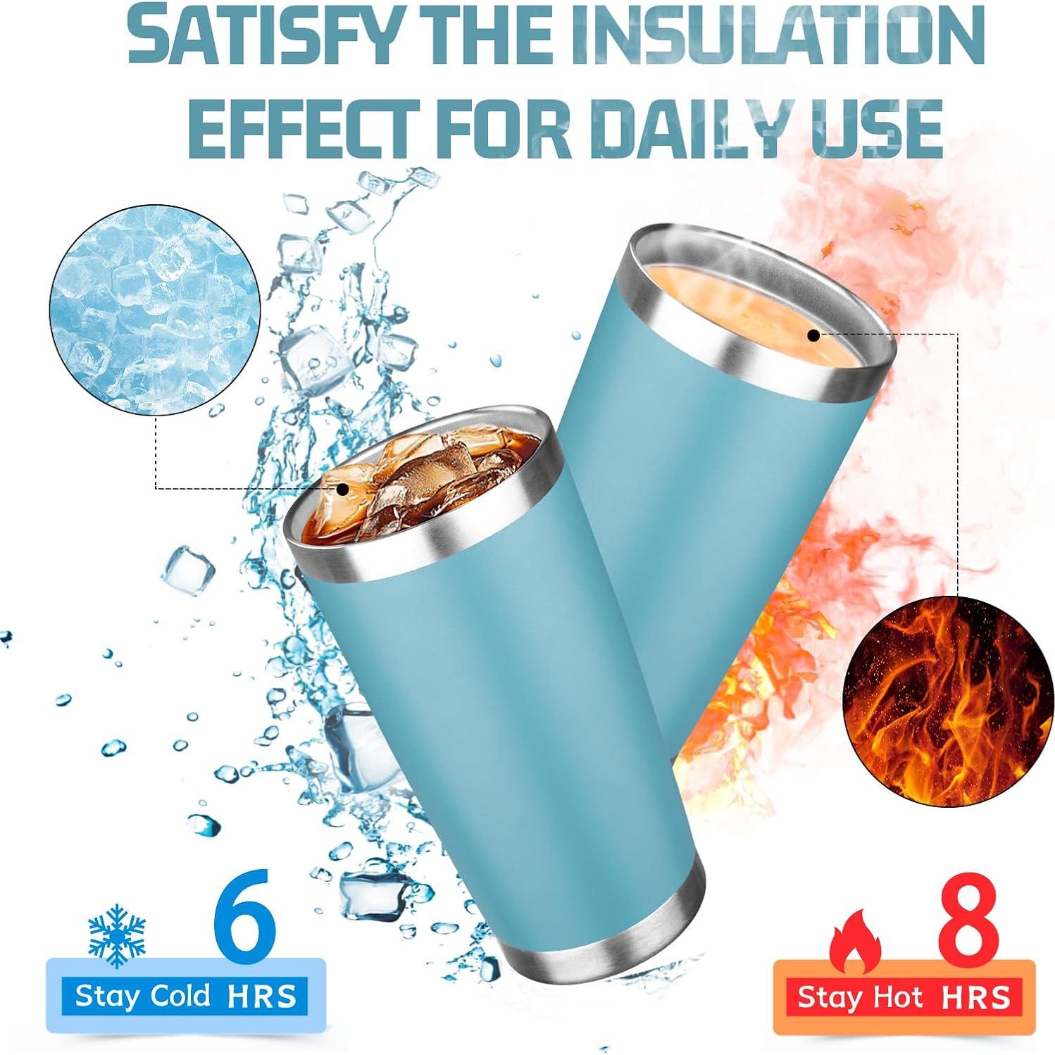 Taza de viaje FLIFQI 20oz acero inoxidable aislada azul