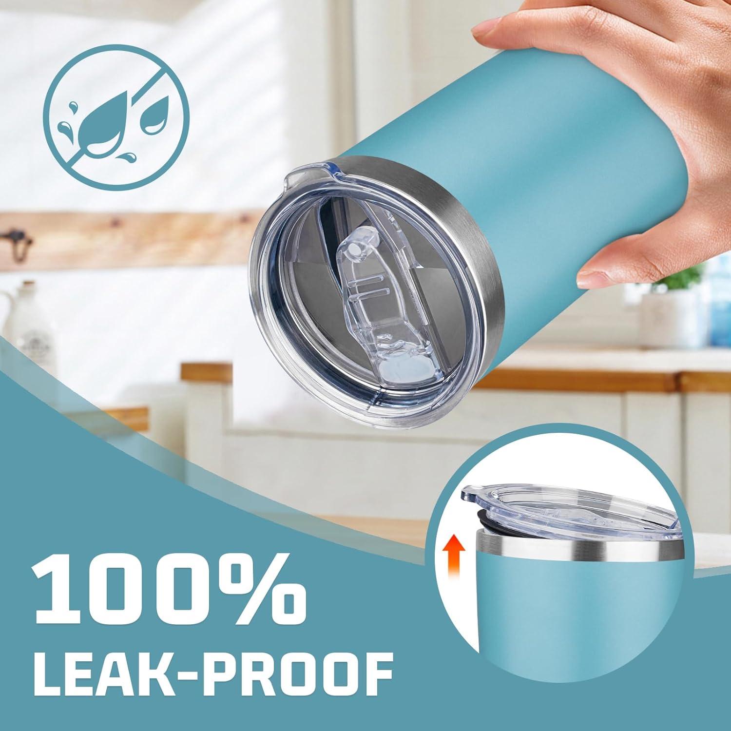 Taza de viaje FLIFQI 20oz acero inoxidable aislada azul