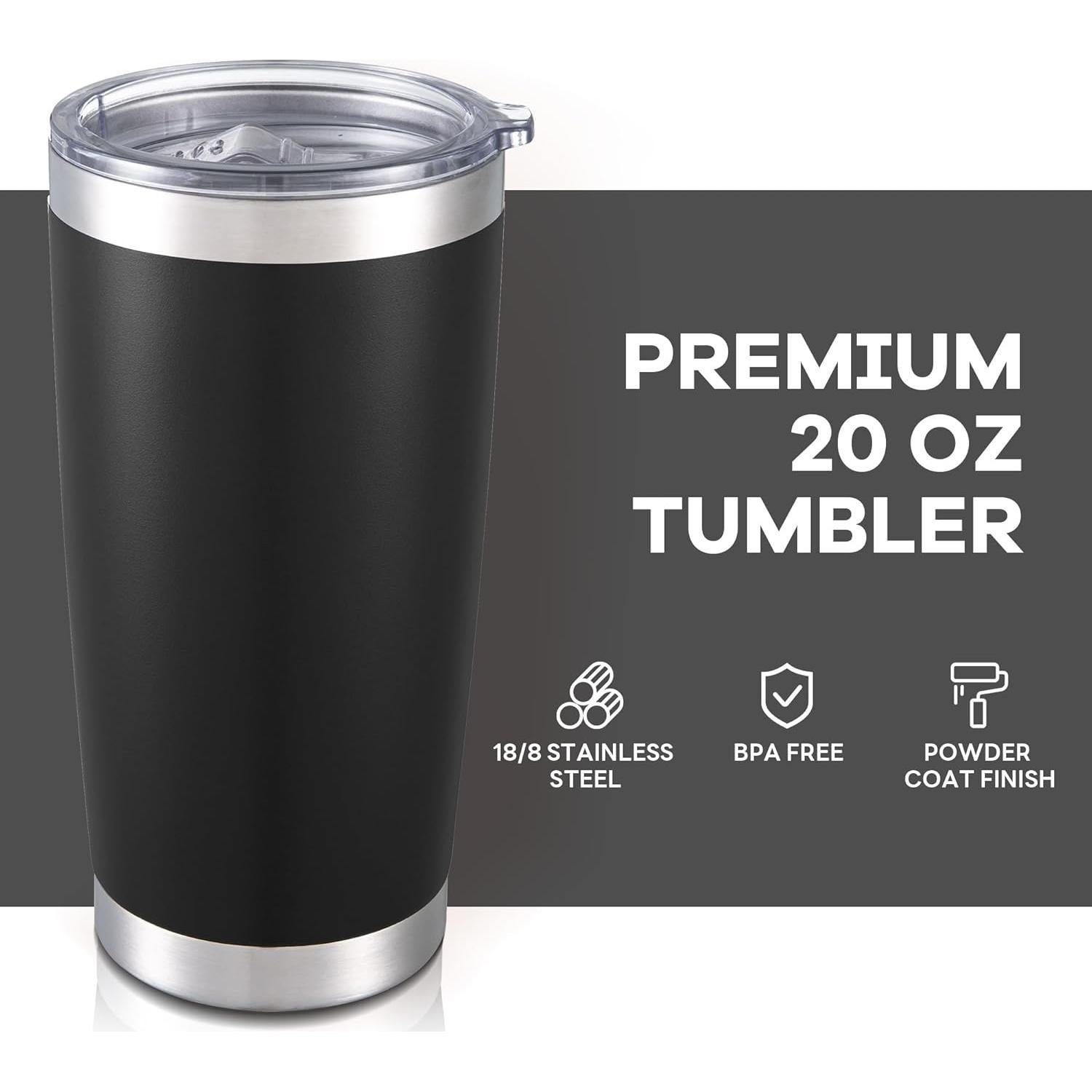 Taza de viaje Orebigo 20 oz acero inoxidable negro aislada