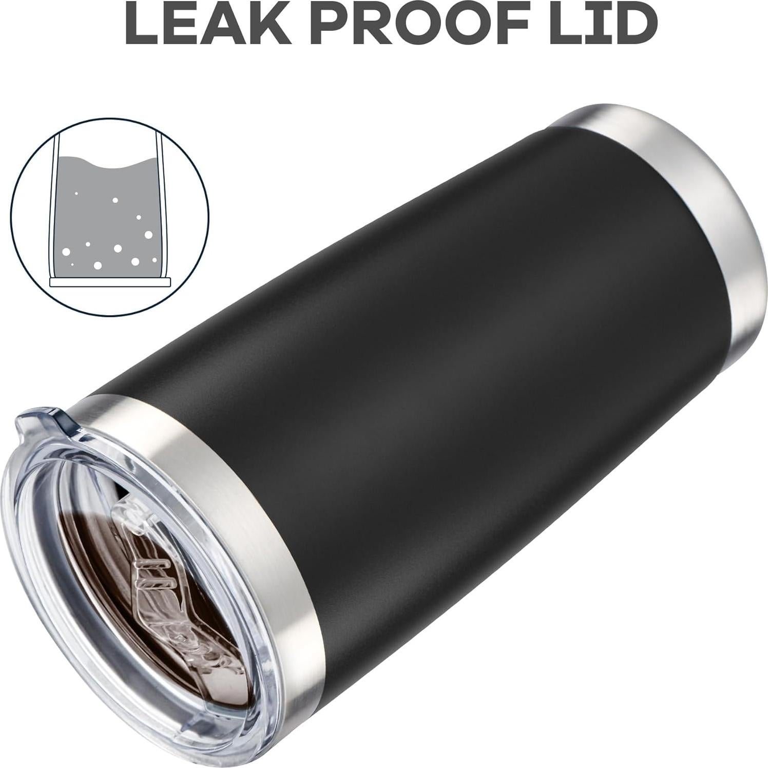 Taza de viaje Orebigo 20 oz acero inoxidable negro aislada