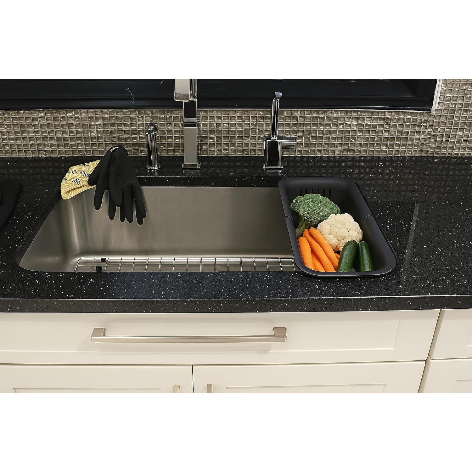 Colador Expandible Dependable 36.2 a 49.5 cm Negro BPA Free