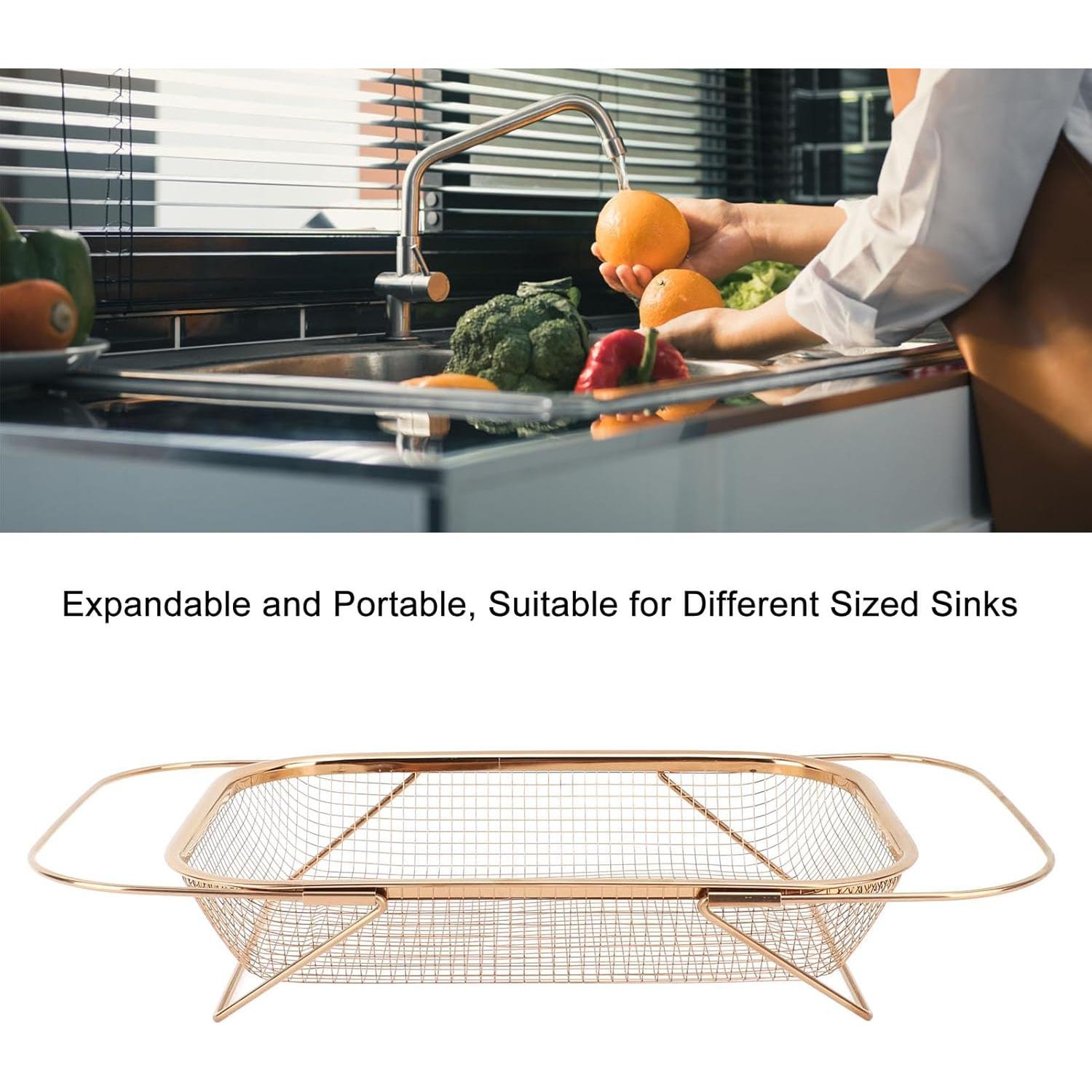 Colador Sobre El Fregadero Estink de Acero Inoxidable 46cm Oro Rosa