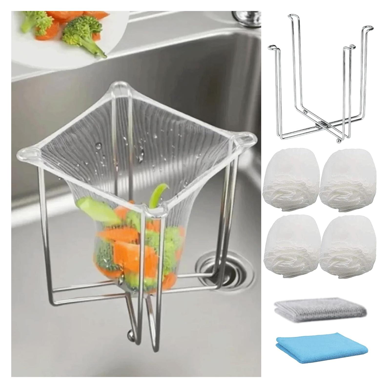 Soporte para colador de fregadero HiBD con 200 bolsas desechables