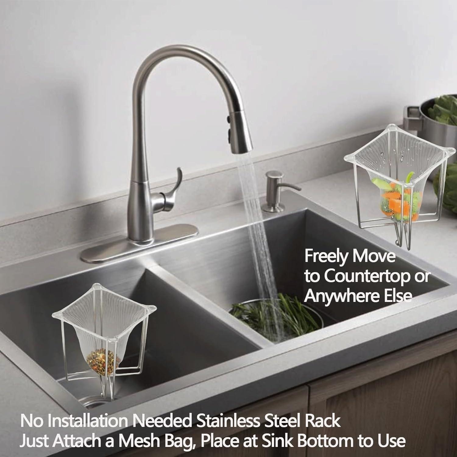 Soporte para colador de fregadero HiBD con 200 bolsas desechables