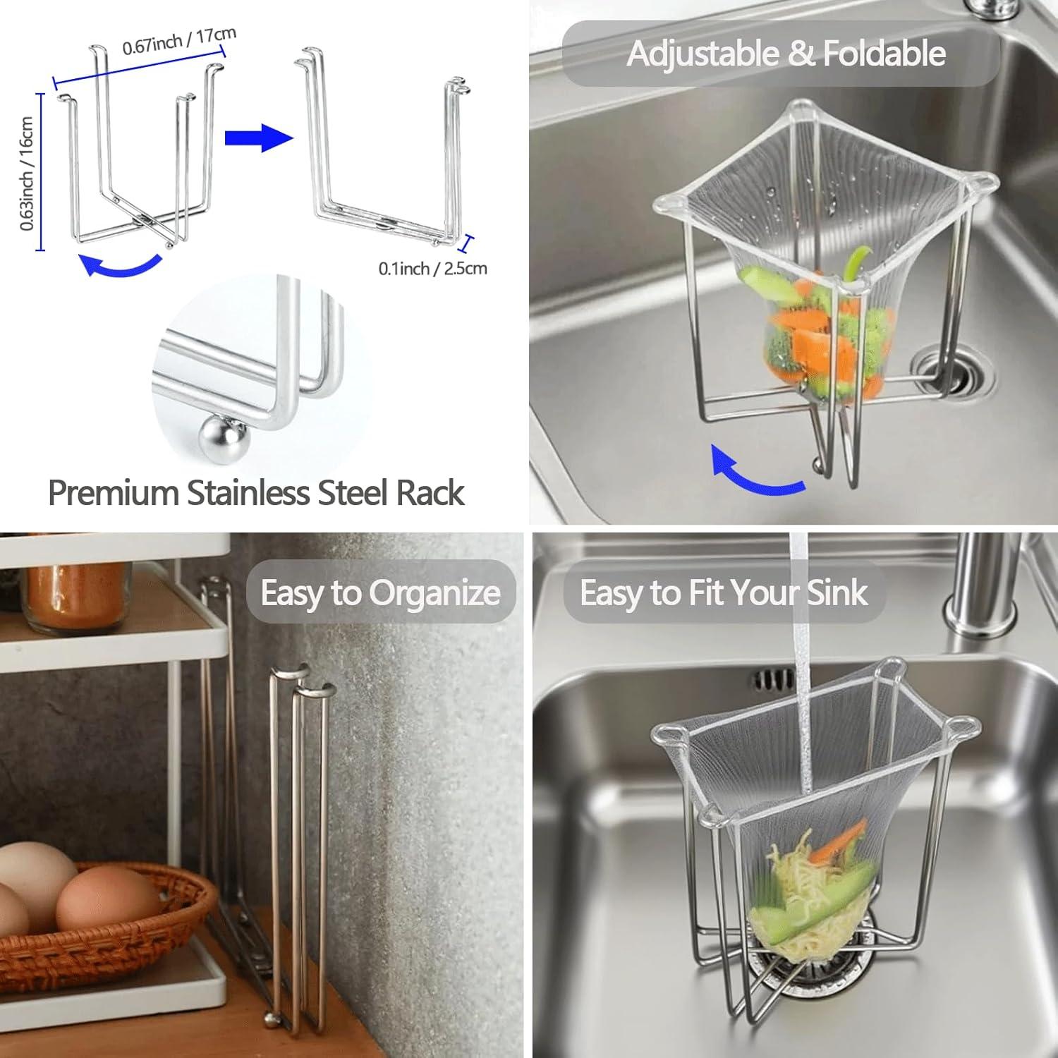 Soporte para colador de fregadero HiBD con 200 bolsas desechables