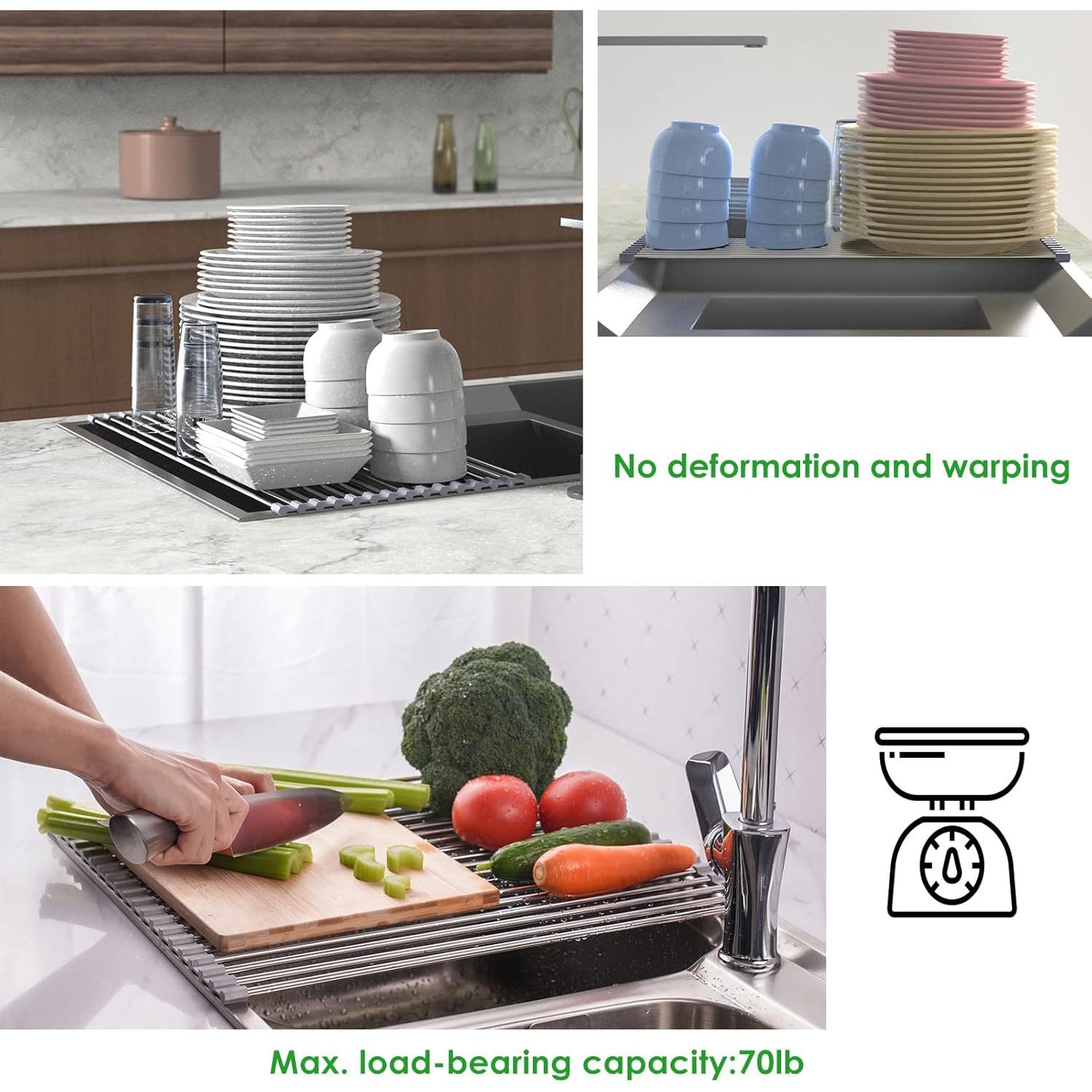 Estante de Secado de Platos Plegable Tomorotec 45.2x39.9cm Acero Inoxidable