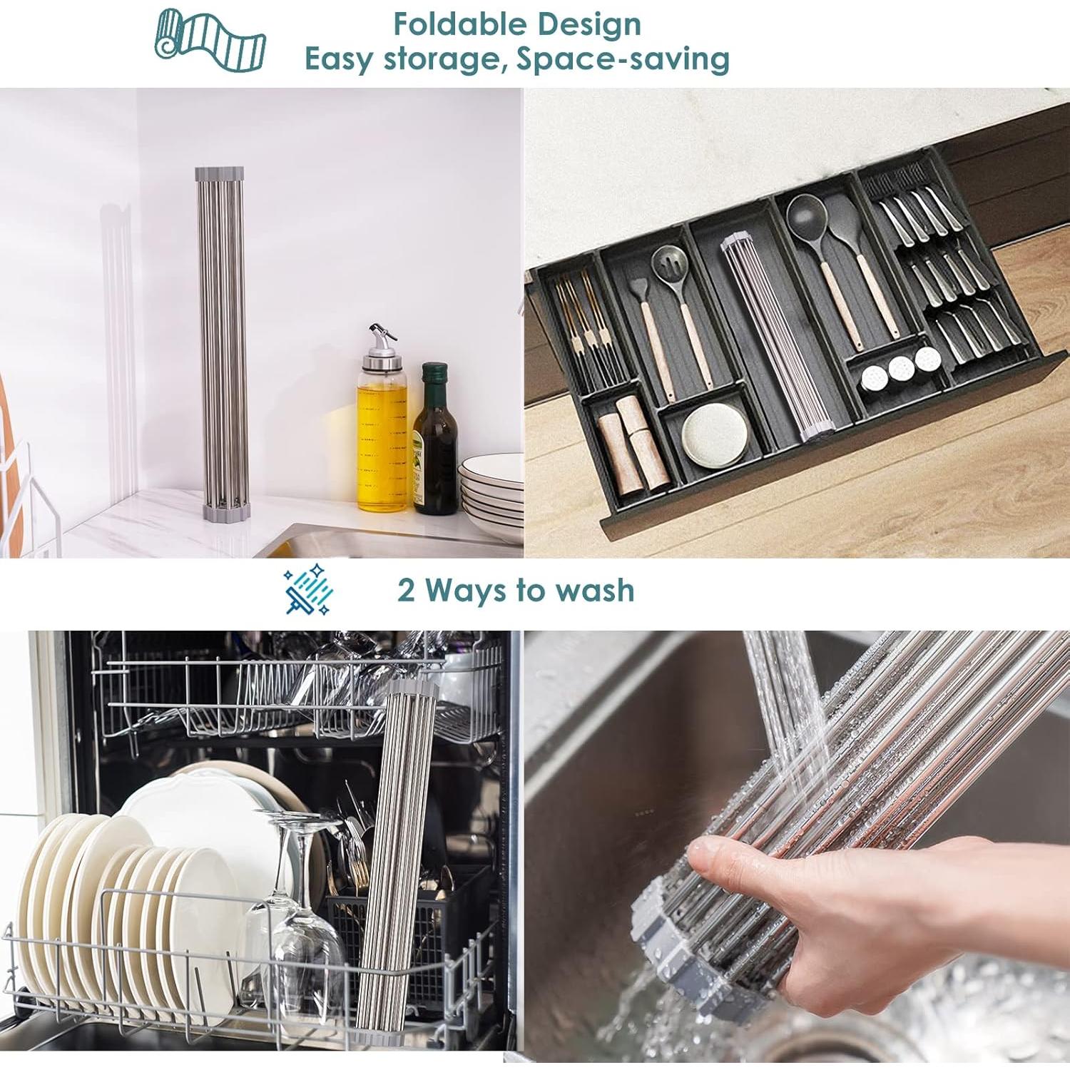 Estante de Secado de Platos Plegable Tomorotec 45.2x39.9cm Acero Inoxidable