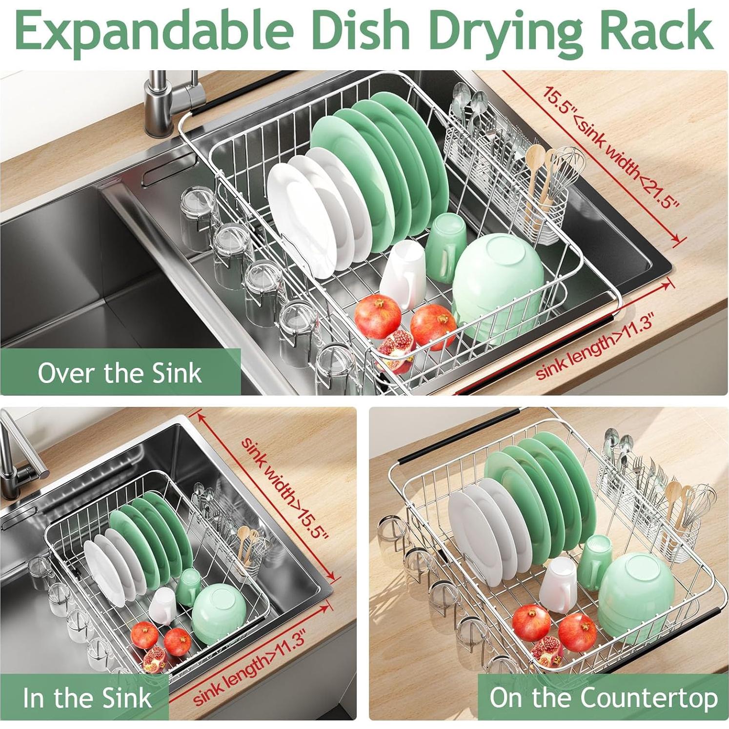 Escurridor de Platos Extensible Fanbsy Acero Inoxidable 38x28 cm