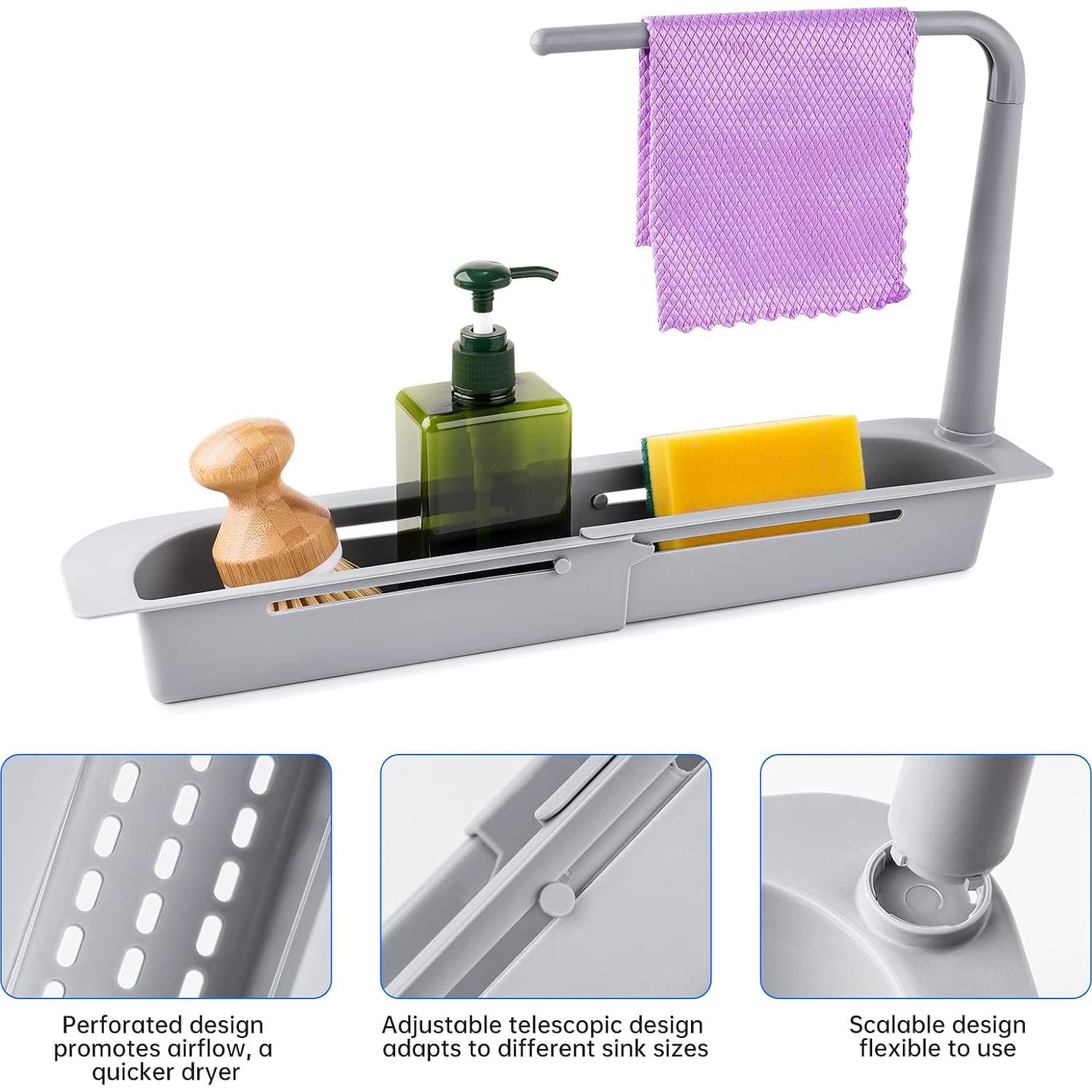 Organizador Telescópico de Cocina NiHome Gris - Caddy Multifuncional