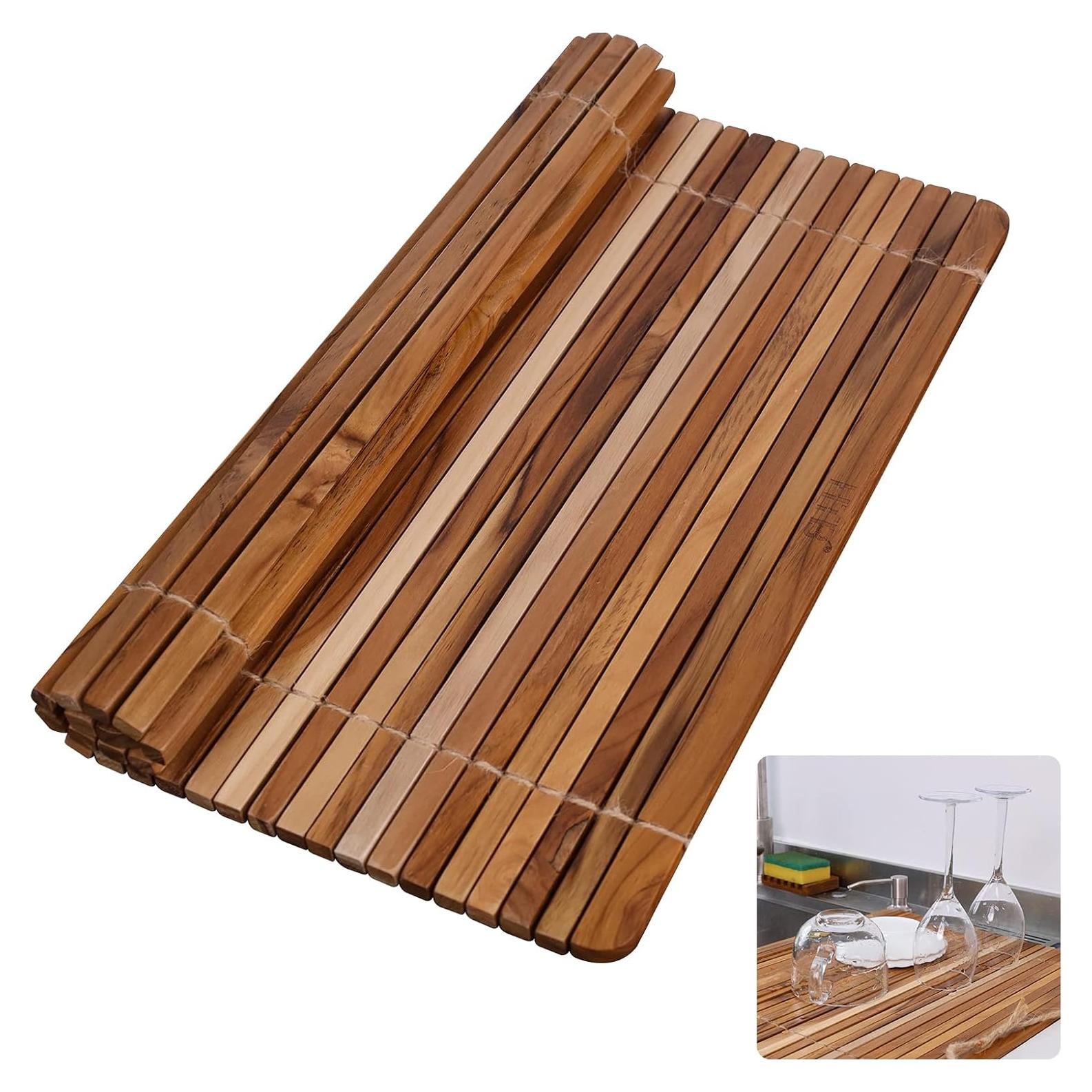 Estante para Secar Platos HTB de Madera de Teak 45.2x41 cm