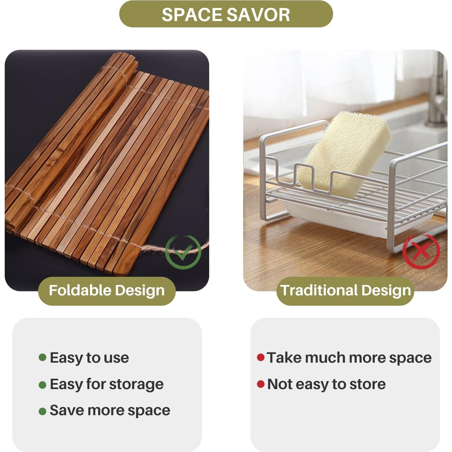 Estante para Secar Platos HTB de Madera de Teak 45.2x41 cm