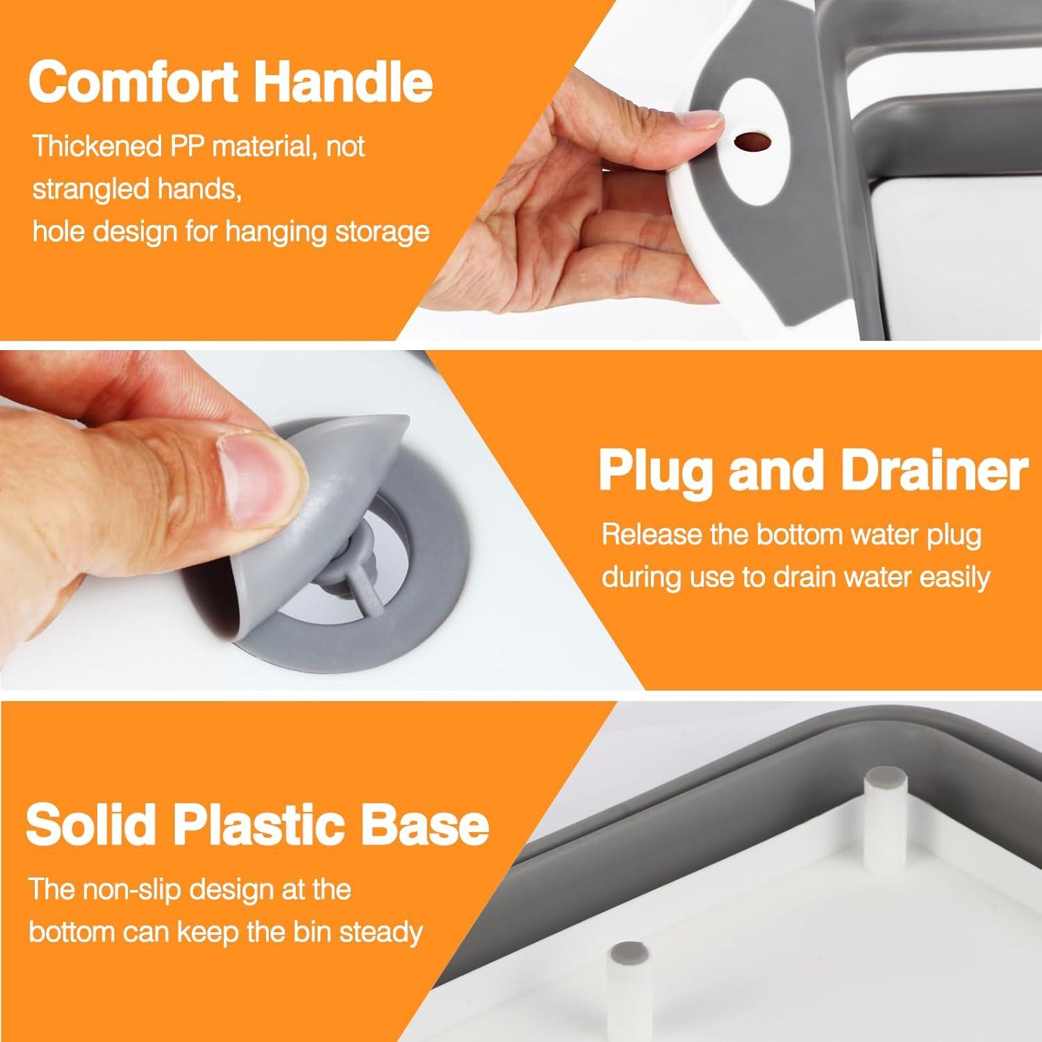 Tina de Preparación Plegable GuanBoXin 10L con Colador Gris