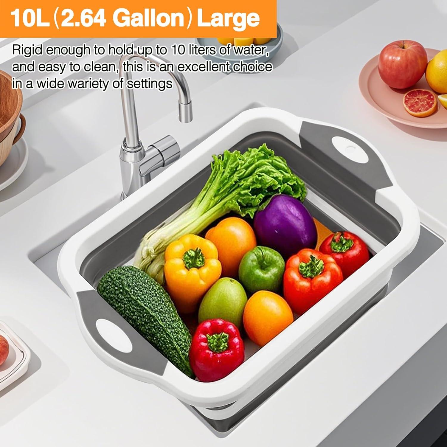 Tina de Preparación Plegable GuanBoXin 10L con Colador Gris