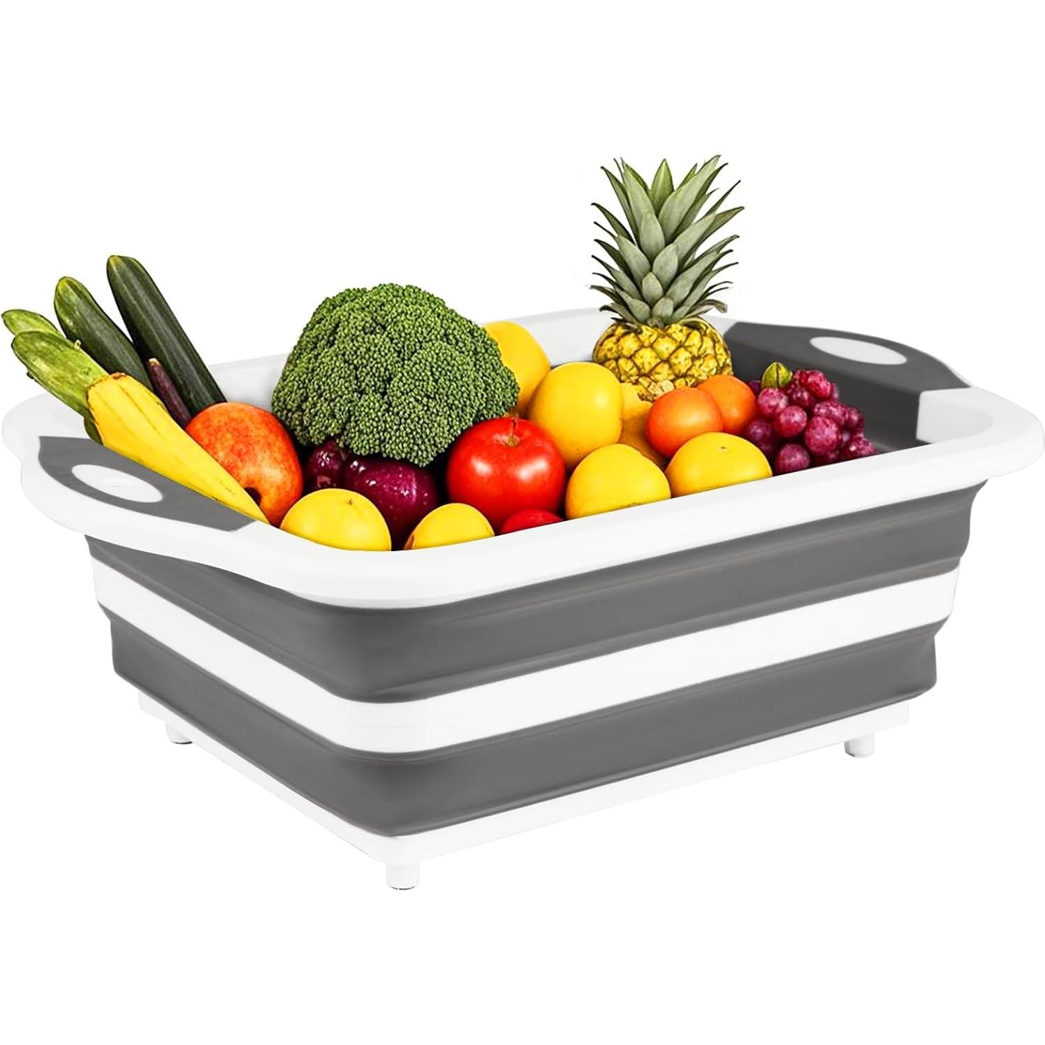 Tina de Preparación Plegable GuanBoXin 10L con Colador Gris