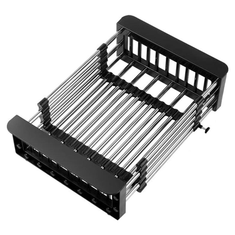 Escurridor de Platos Retráctil Cyrank de Acero Inoxidable Negro